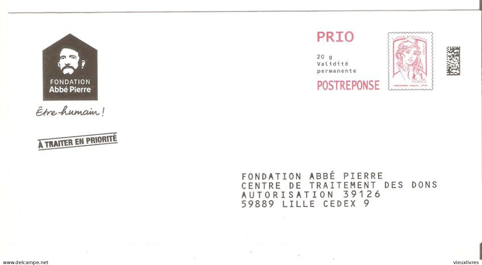 175002 Fondation Abbé Pierre PAP PRIO Prêt-à-poster Entier Postal Ciappa Kawena - Prêts-à-poster:Answer/Ciappa-Kavena