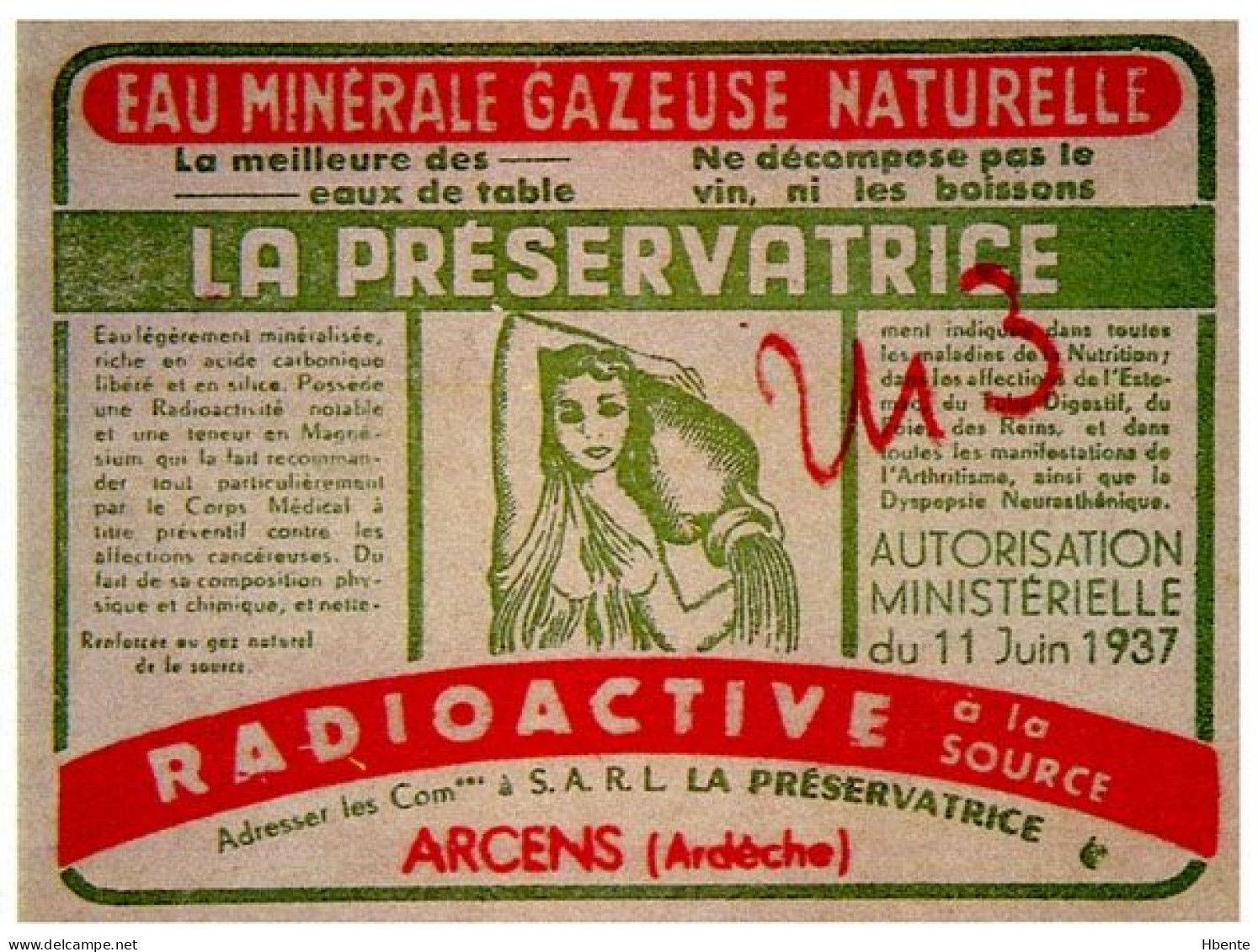 Eau Minérale Radioactive Source La Préservatrice Arcens Ardèche (Photo) - Objetos