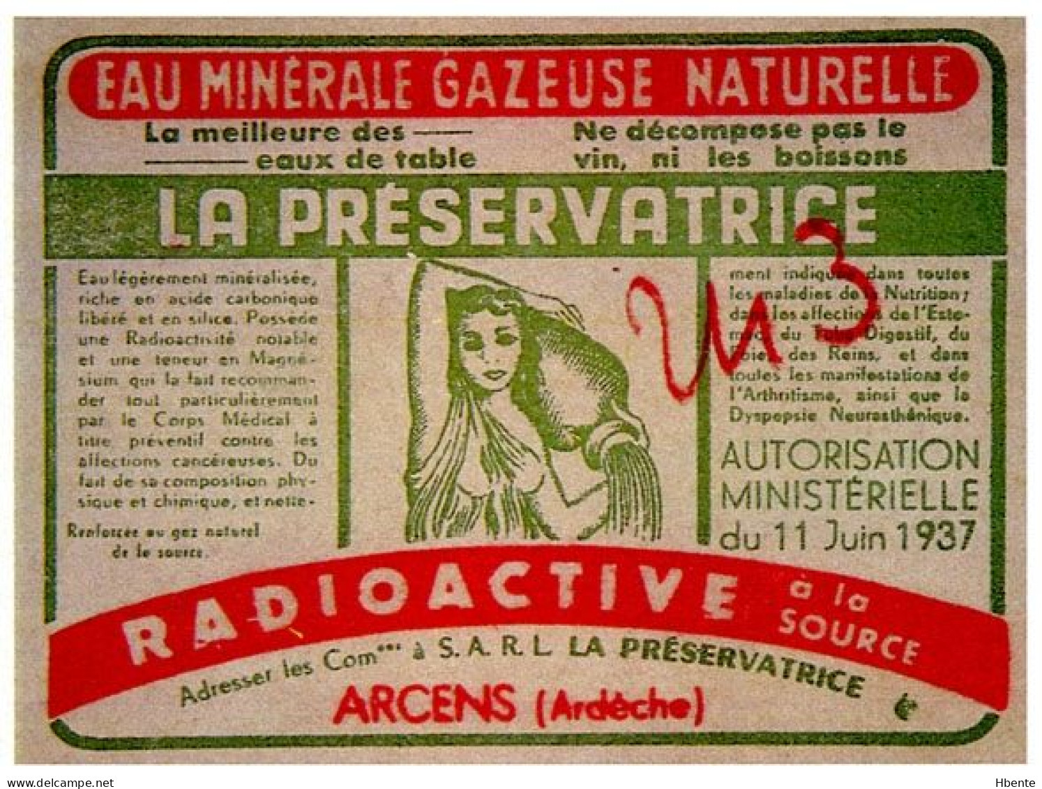 Eau Minérale Radioactive Source La Préservatrice Arcens Ardèche (Photo) - Objects