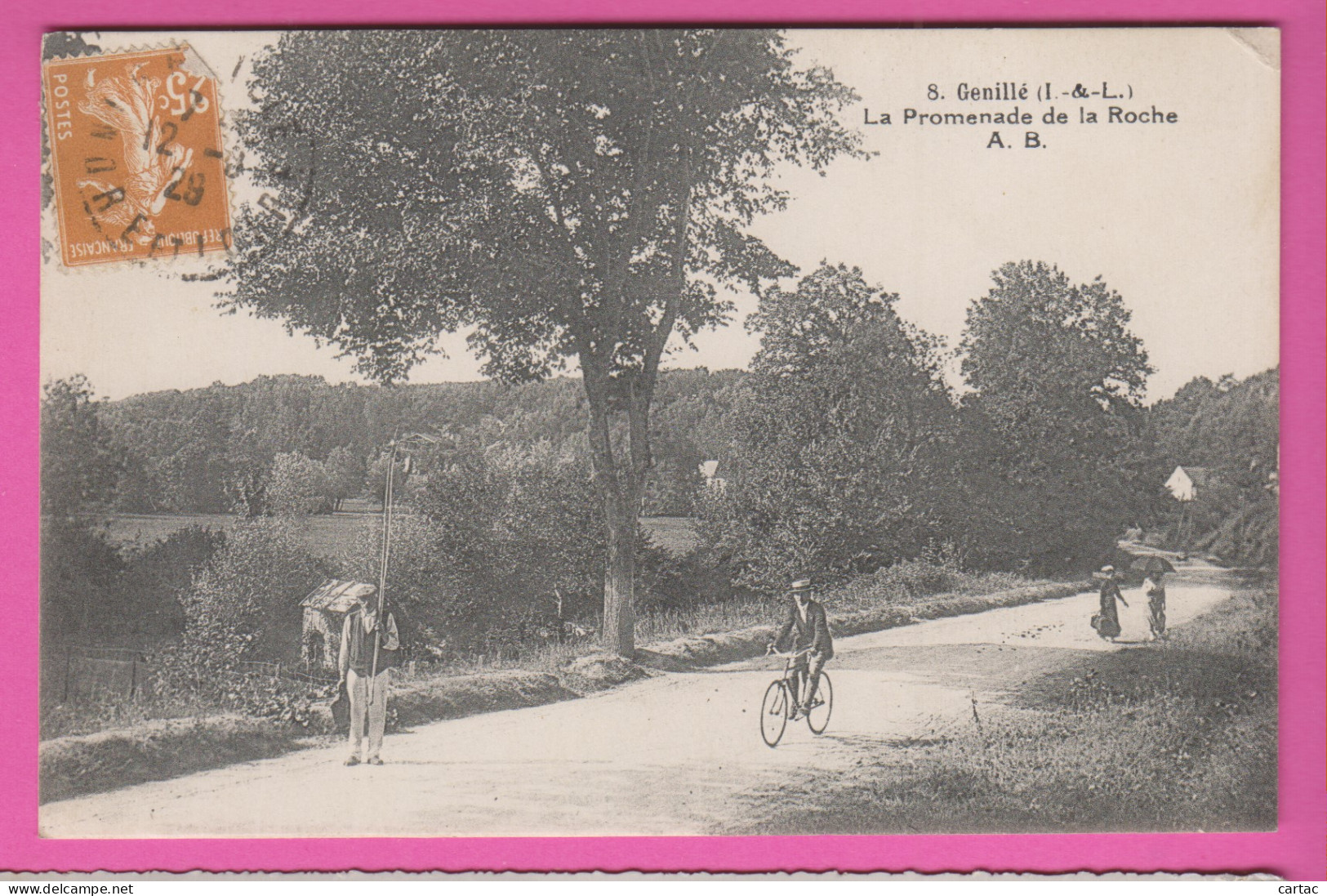 D37 - GENILLÉ - LA PROMENADE DE LA ROCHE - 2 Femmes - Homme Et Cycliste  - Genillé