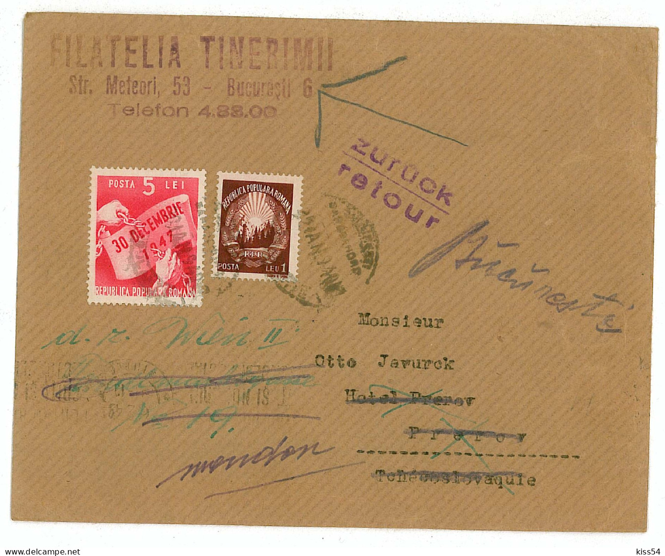 CIP 11 - 130-a Bucuresti - International COVER - Used - 1949 - Lettres & Documents