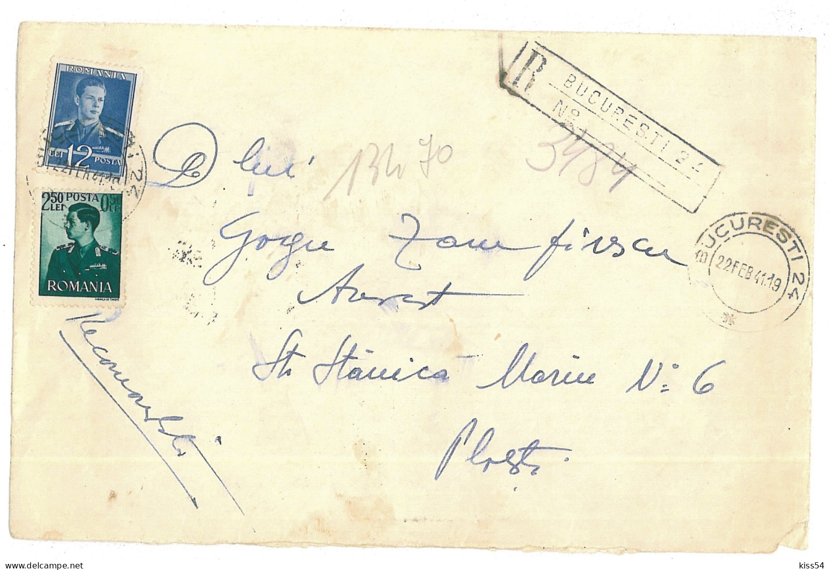 CIP 11 - 187-a Bucuresti - REGISTERED Cover - Used - 1941 - Briefe U. Dokumente