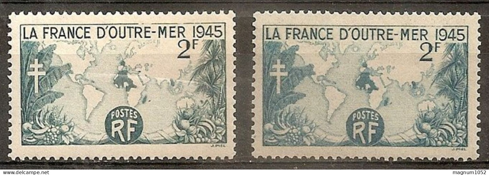 VARIETES X 2  N 741 **  - 1 TB ENORME DEFAUT IMPRESSION DEPOUILLEE +  1 TB BLEU GRIS FONCE  AU LIEU DE BLEU VERT - Unused Stamps