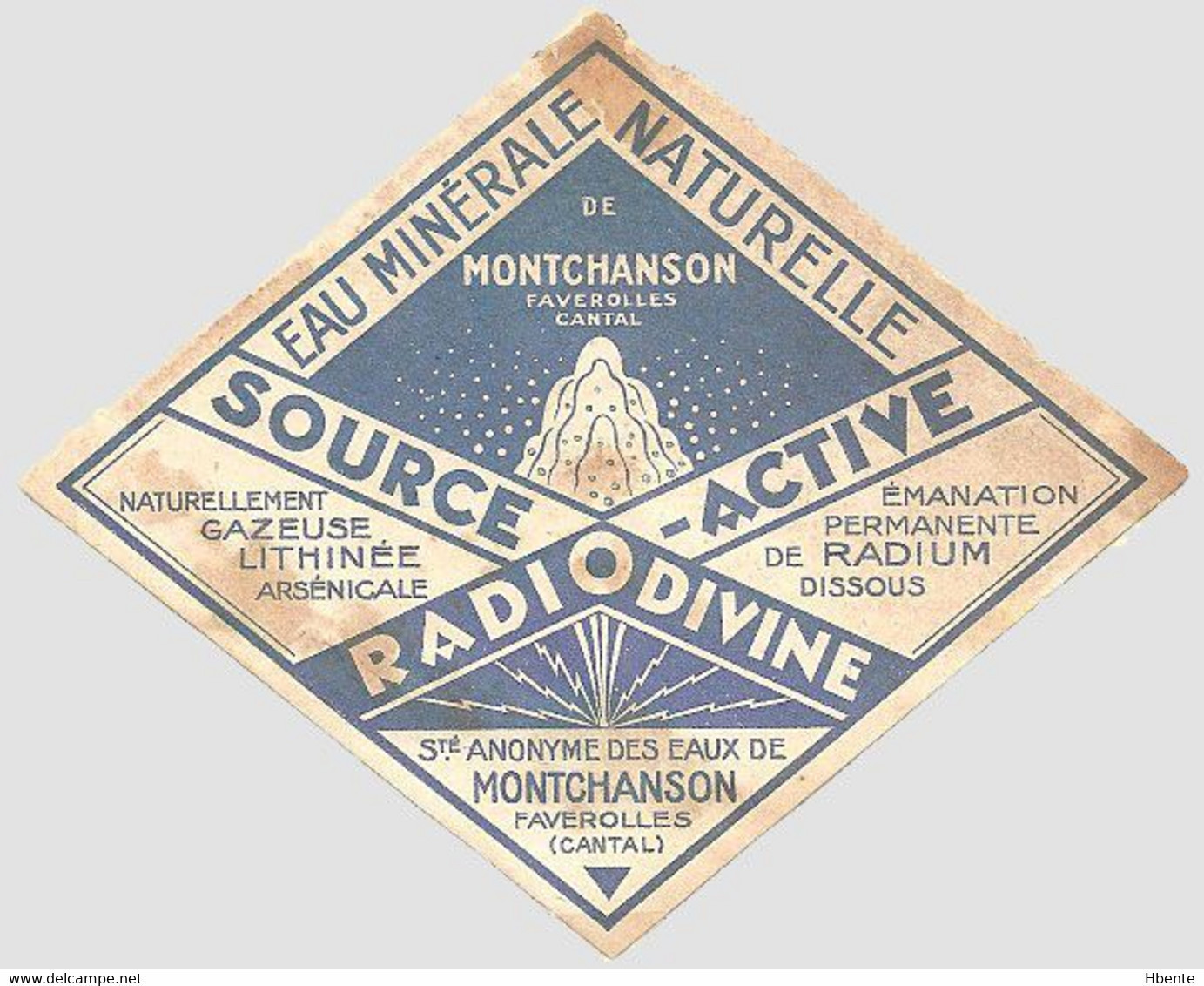 Eau Minérale Radio-active Source Odivine Montchanson Faverolles Cantal Radium (Photo) - Objects