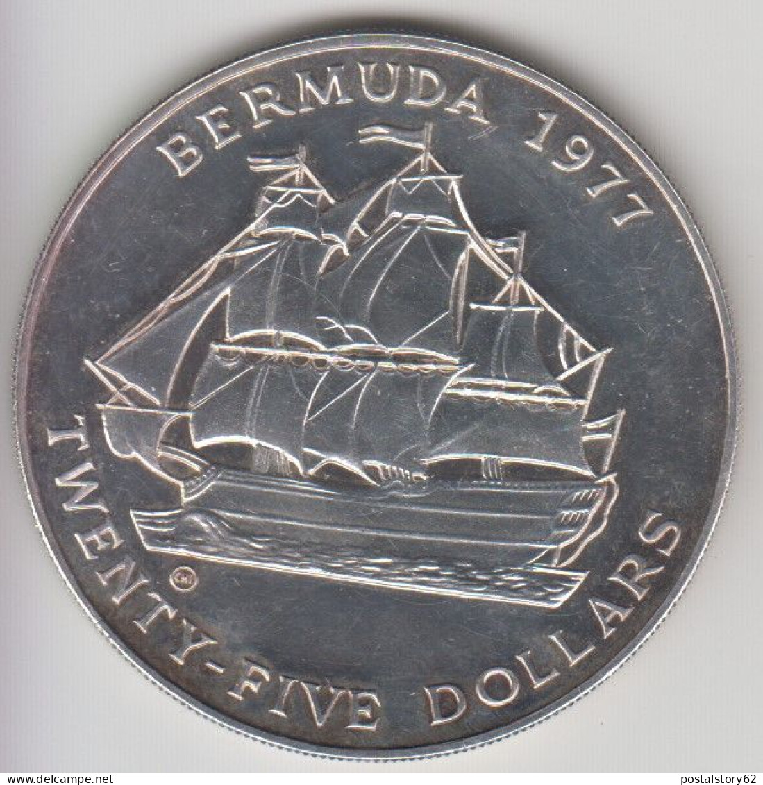 Bermuda 1977, Elisabetta II° Giubileo. Moneta Da 25 Dollari Arg. 925% Peso Gr. 54,75  Versione Proof - Bermudas