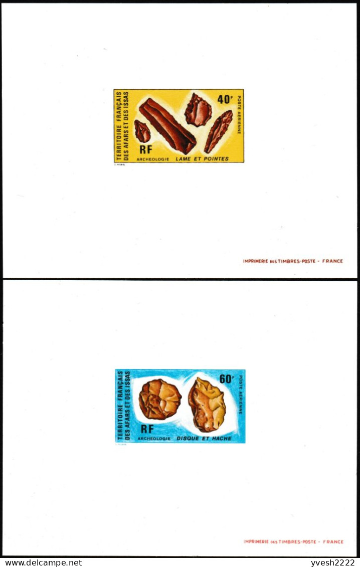 Afars Et Issas 1973 Y&T PA 89 Et 90 Feuillet De Luxe. Archéologie, Outils Préhistoriques - Vor- Und Frühgeschichte