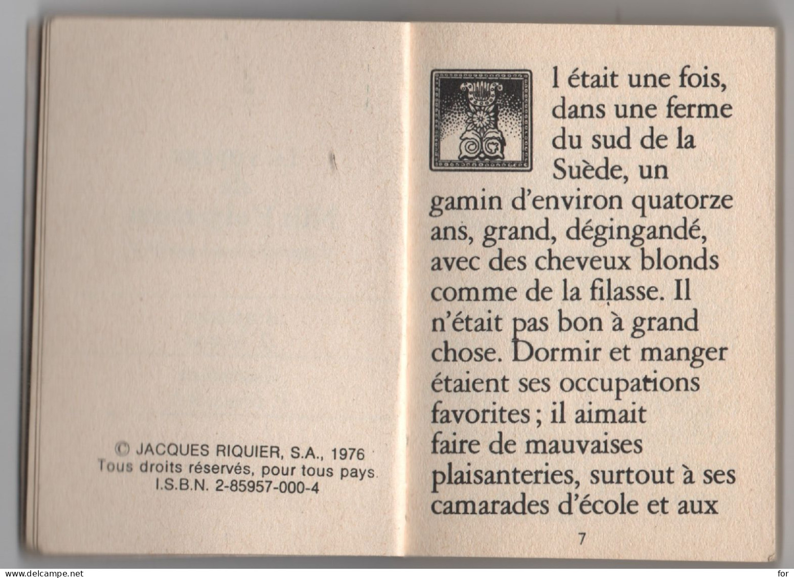 Livre Minuscule - Contes : Junior : Le Voyage De Nils Holgerson - D'après Selma Lagerlöff - éditions Jacques Riquier - Contes