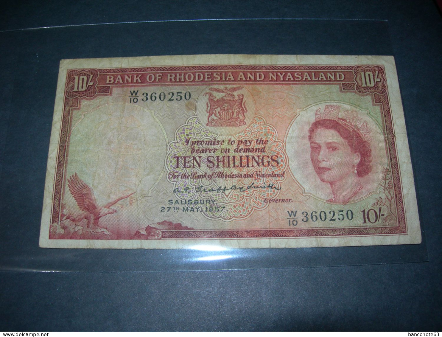 Rhodesia And Nyasaland. 10 Shilligs 1957 - Rhodésie