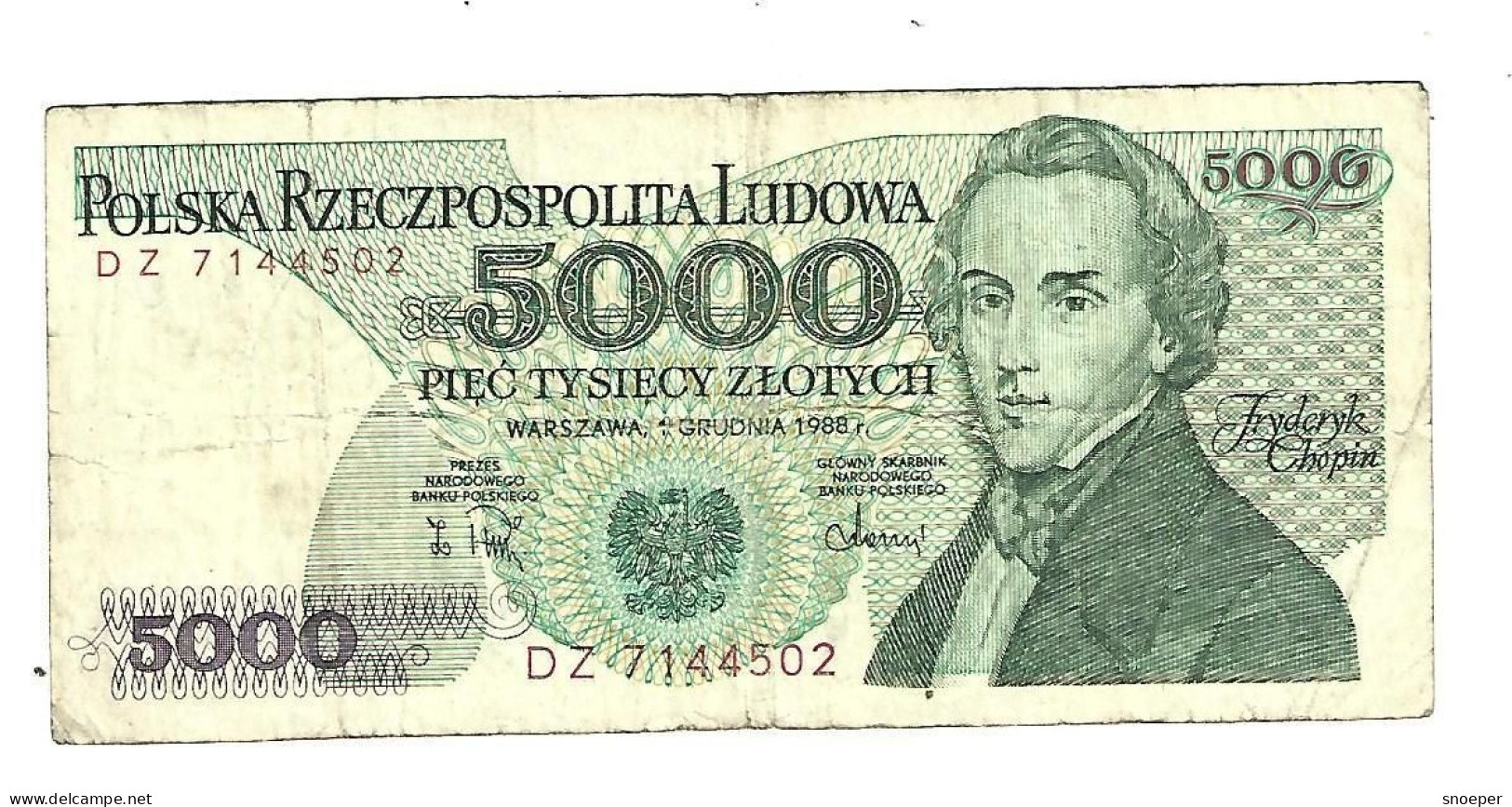 *polen 5000 Zlotych 1988    Vf 150c - Pologne
