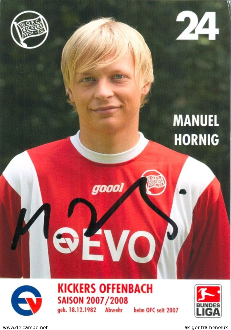 AK Manuel Hornig Offenbacher Kickers 07-08 Offenbach Kandel Rheinzabern Jockgrim Arminia Bielefeld 1. FC Saarbrücken - Handtekening