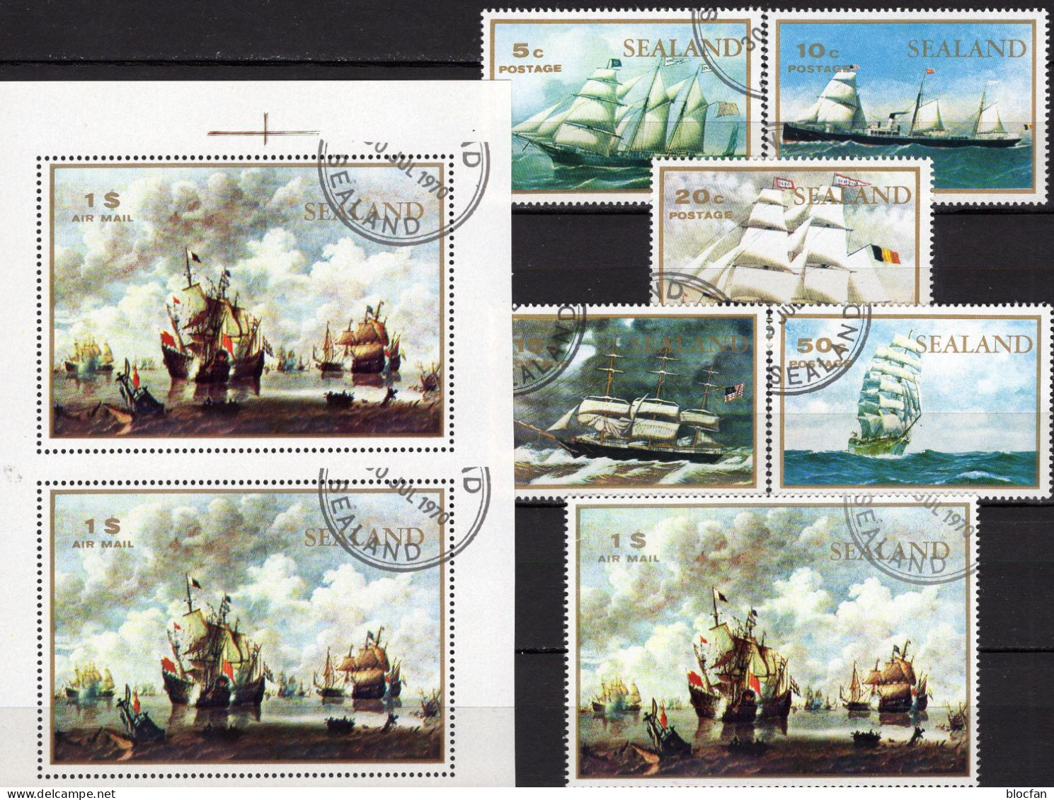 Segel-Schiffe UK Zealand 25/29,31+KB O 20€ Marine Auf Dem Atlantik 1970 Fürstentum Bei Festung Maunsell Auf Fort Roughs - Cinderellas