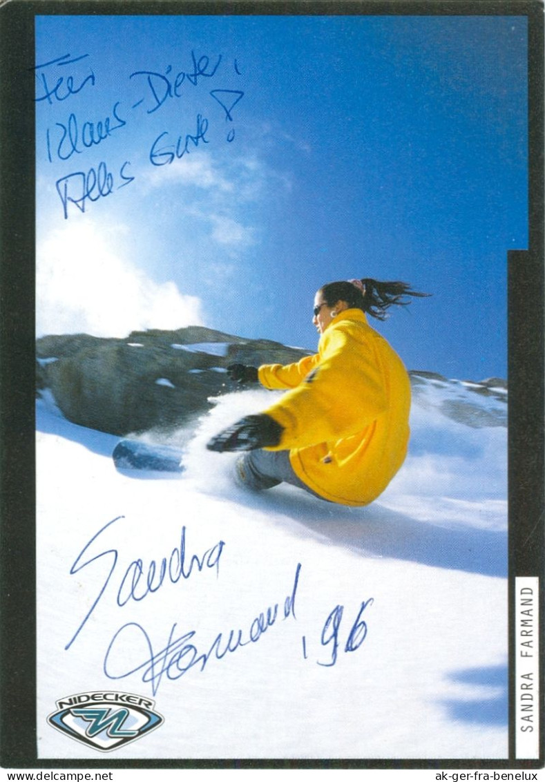 Autogramm AK Snowboarderin Sandra Sandy Farmand 1996 St. Tönis Tönisvorst Snowboardcross Weltmeisterin Olympia Sankt - Autogramme