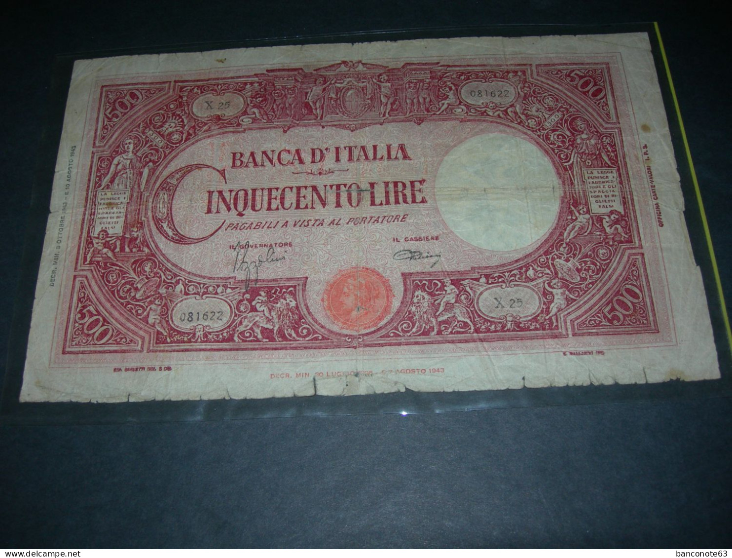 Italia, 500 Lire 1943. - 500 Lire