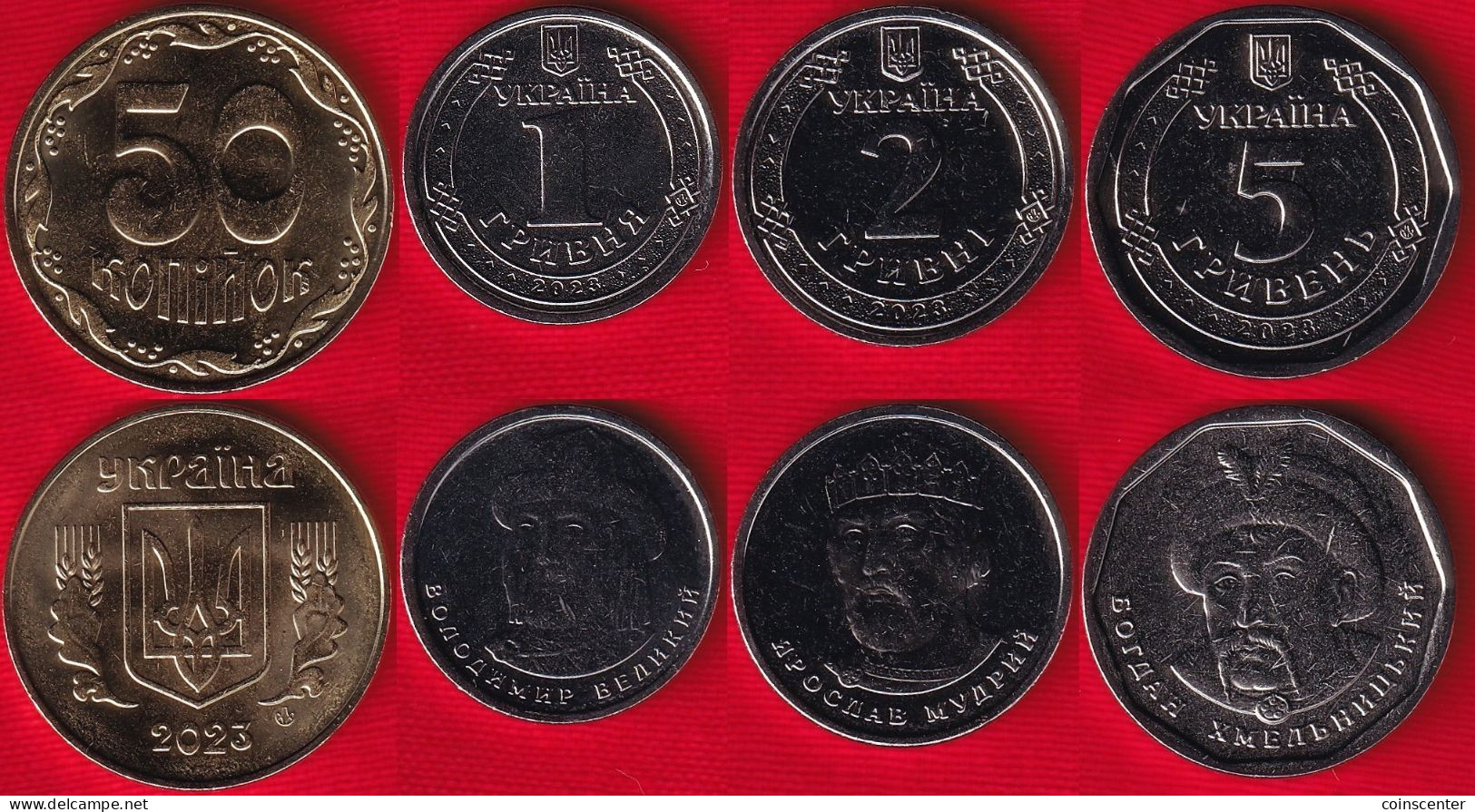Ukraine Set Of 4 Coins: 50 Kopiyok - 5 Hryven 2023 UNC - Oekraïne