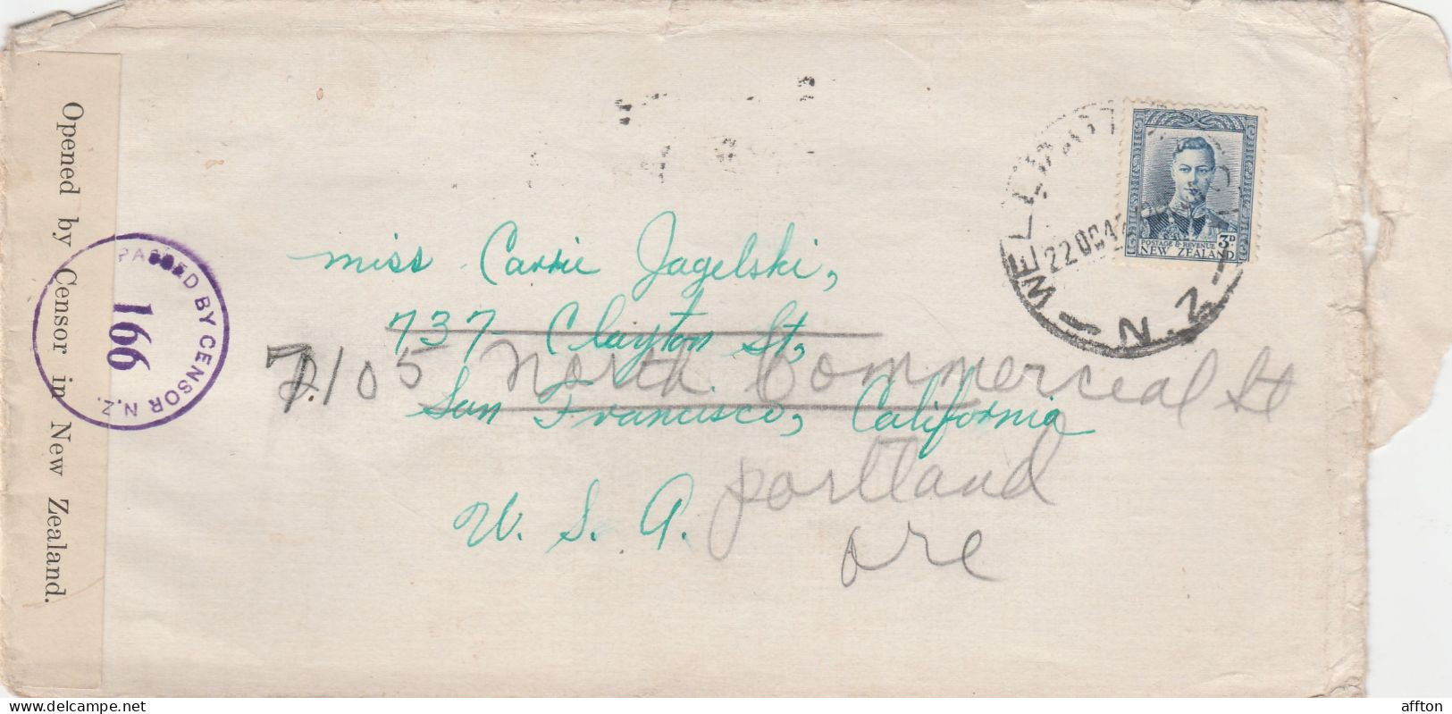 New Zealand Censored Cover Mailed - Lettres & Documents