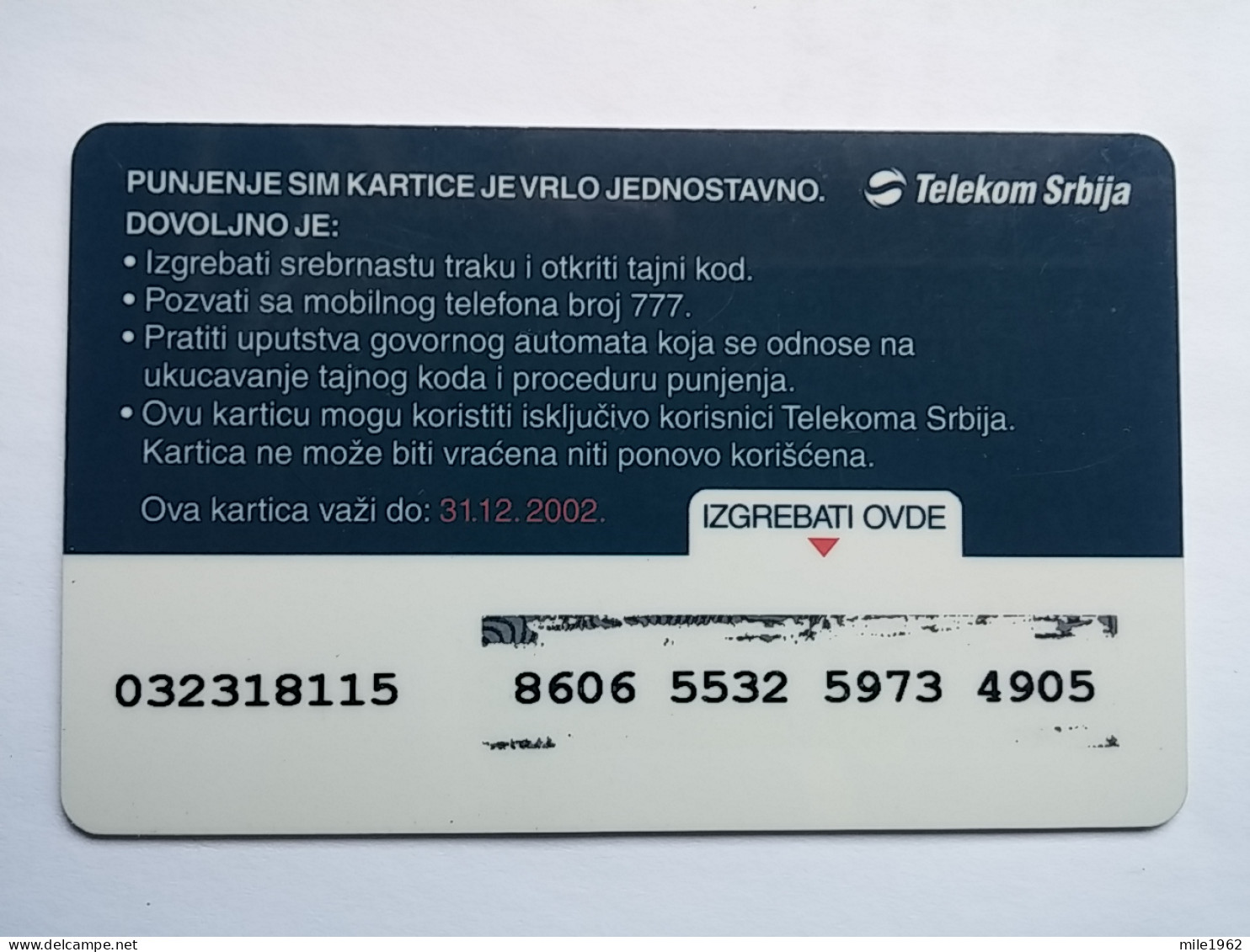 T-7 - SERBIA, TELECARD, PHONECARD,  - Otros – Europa