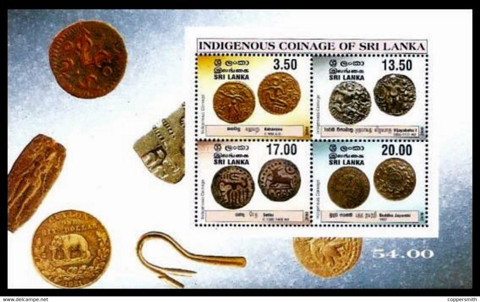 (0579) Sri Lanka  2001 / Old Coins Sheet / Bf / Bloc Monnaie / Münzen  ** / Mnh   Michel BL 85 - Sri Lanka (Ceylan) (1948-...)
