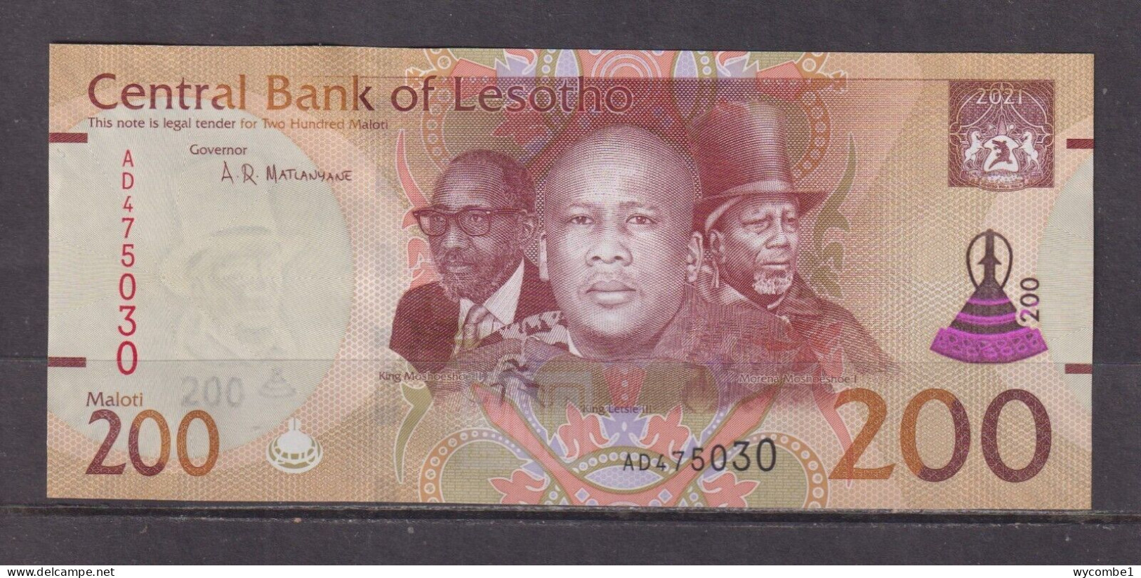 LESOTHO - 2021 200 Maloti UNC Banknote - Lesotho