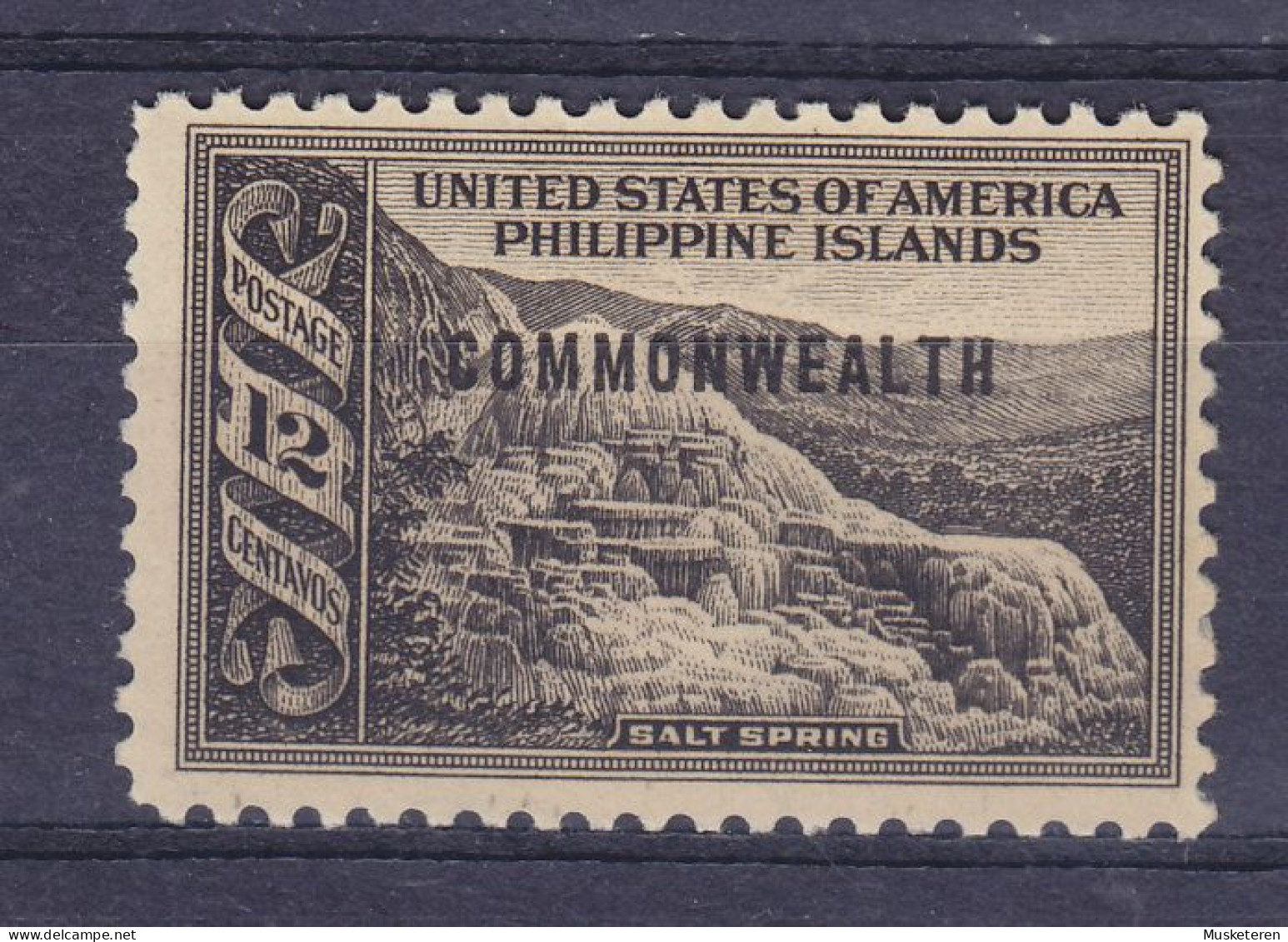 United States Philippines 1937 Mi. 393, 12c. Salt Spring Overprinted COMMONWEALTH (Type II), MNG(*) - Filippijnen