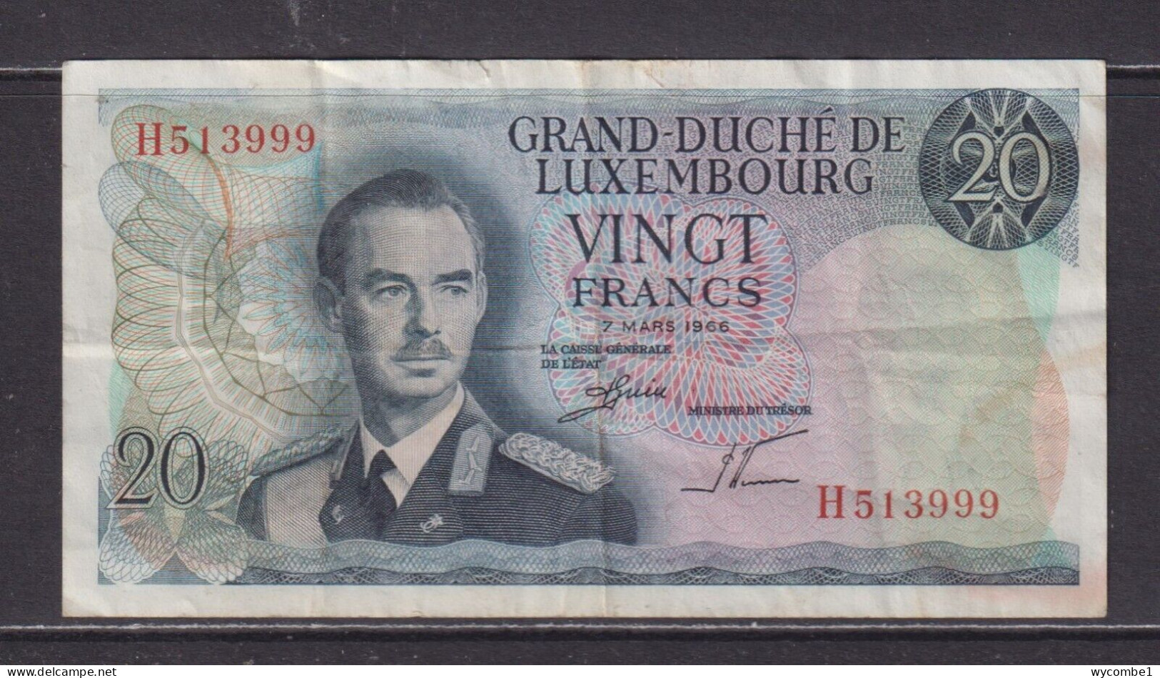 LUXEMBOURG - 1966 20 Francs Circulated Banknote - Luxembourg