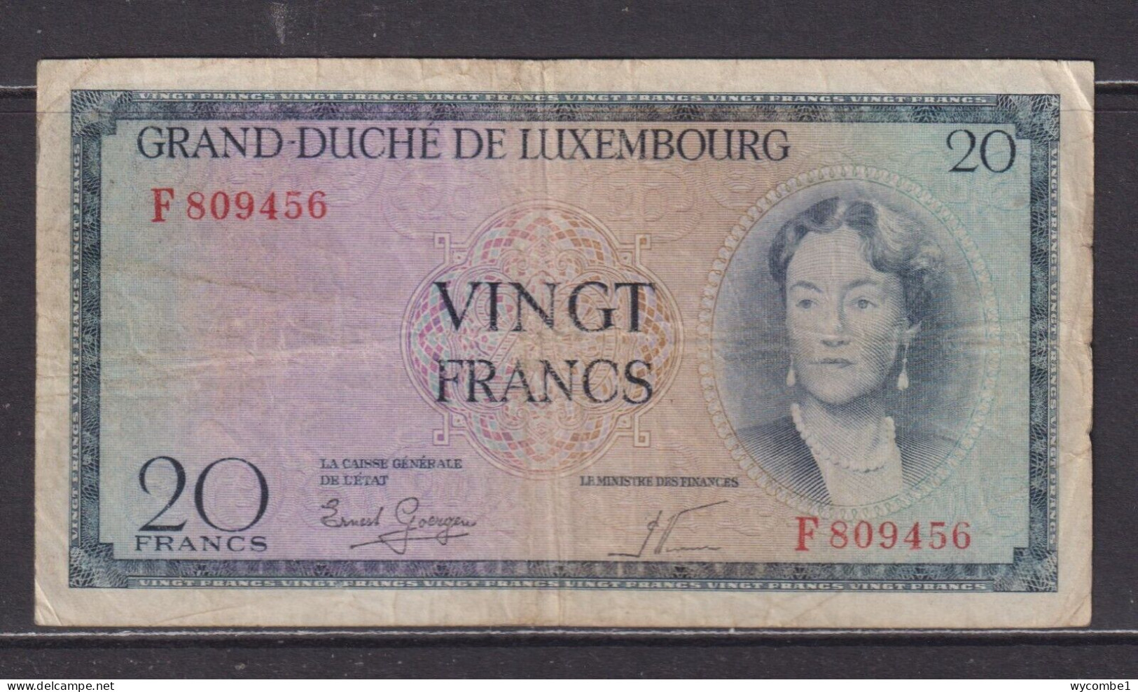 LUXEMBOURG - 1955 20 Francs Circulated Banknote - Lussemburgo