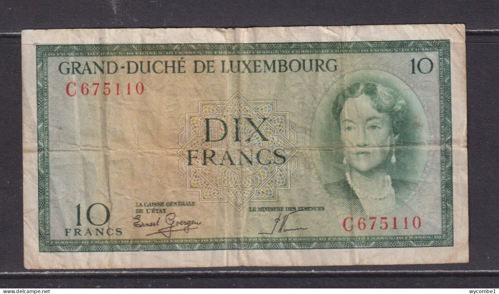 LUXEMBOURG - 1954 10 Francs Circulated Banknote - Luxembourg