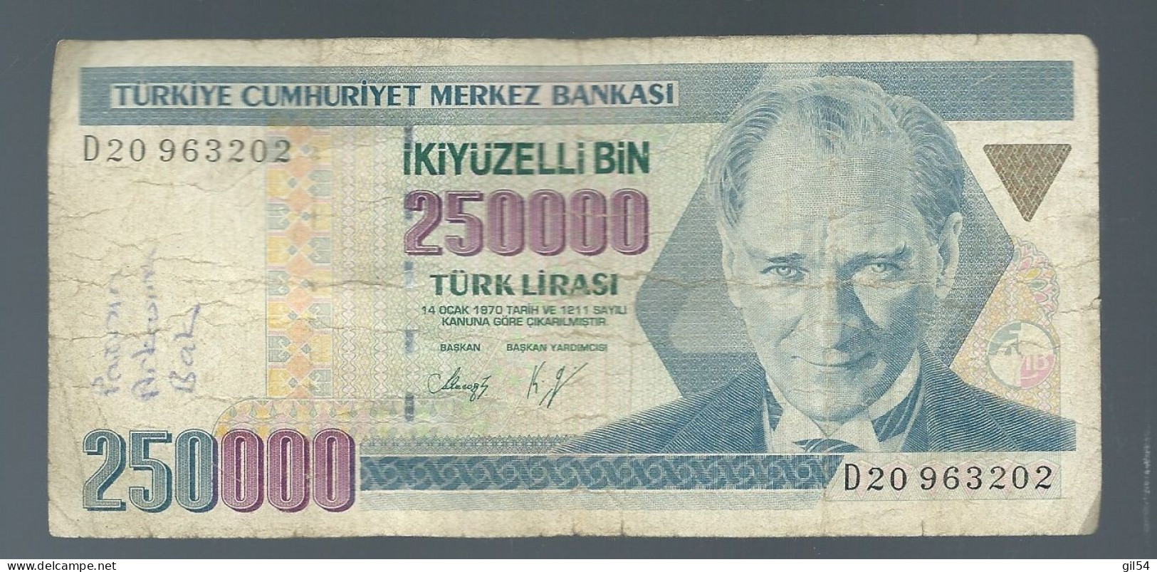 BILLET Turkey 250000 Liras 1970 - D20963202 - Laura13905 - Turquia