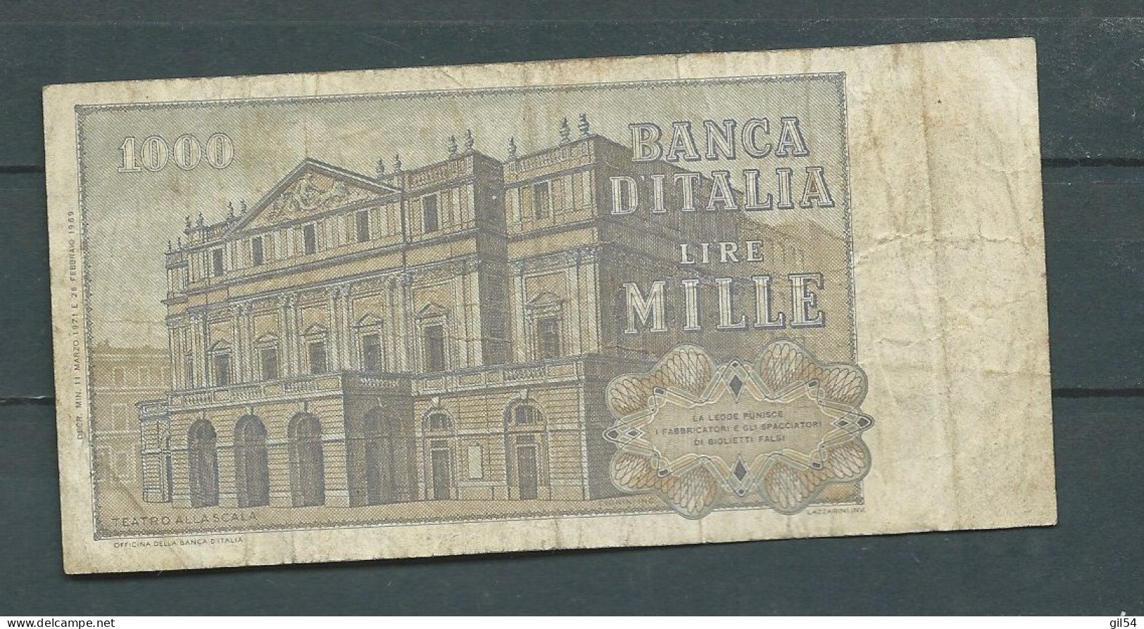 BILLET  Italie - Billet De 1000 Lire - Giuseppe Verdi - 11 Mars 1971  PB598081F - Laura13907 - 1.000 Lire