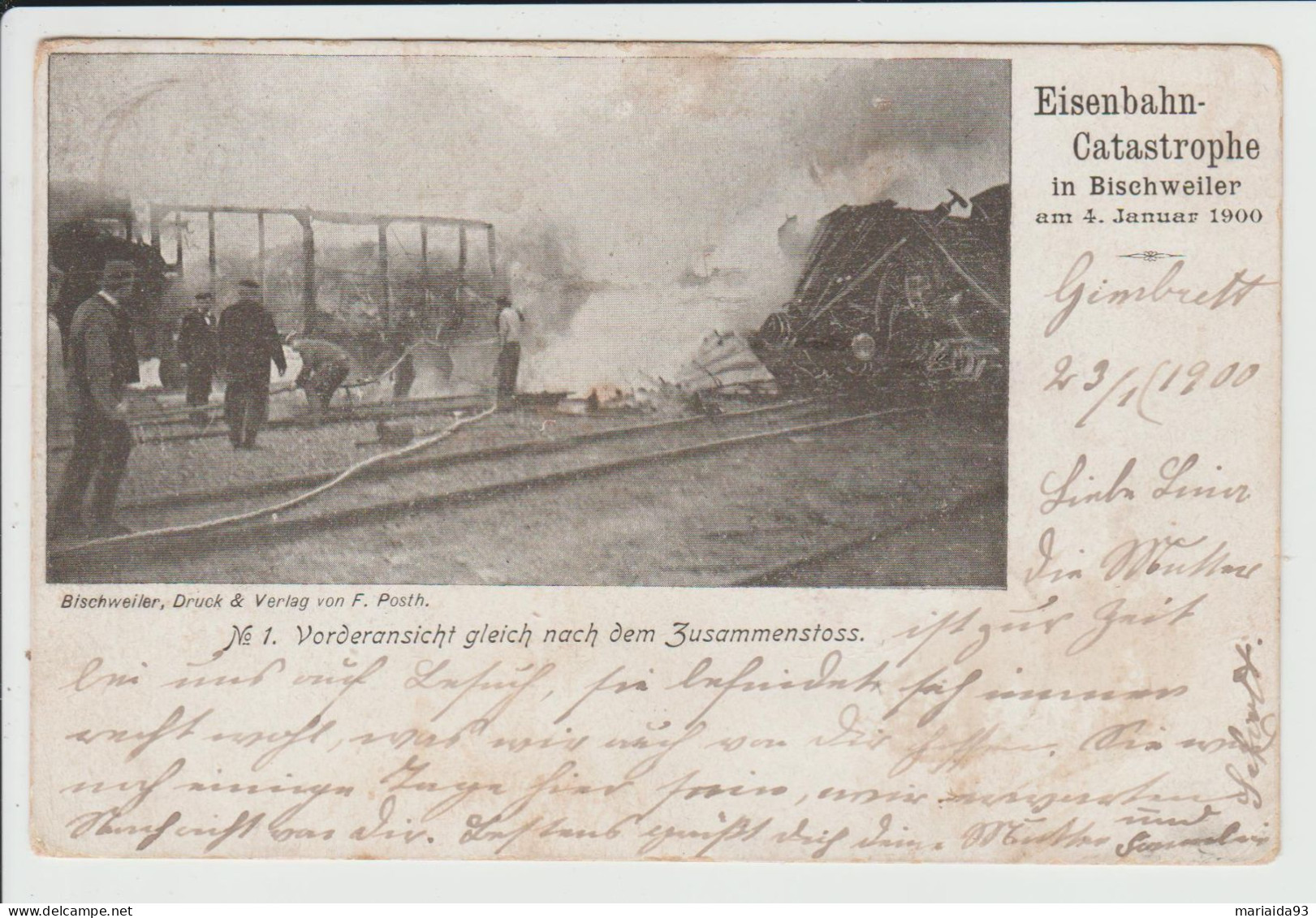 BISCHWILLER - BAS RHIN - CATASTROPHE FERROVIAIRE DU 4 JANVIER 1900 - ACCIDENT DE TRAIN - Bischwiller