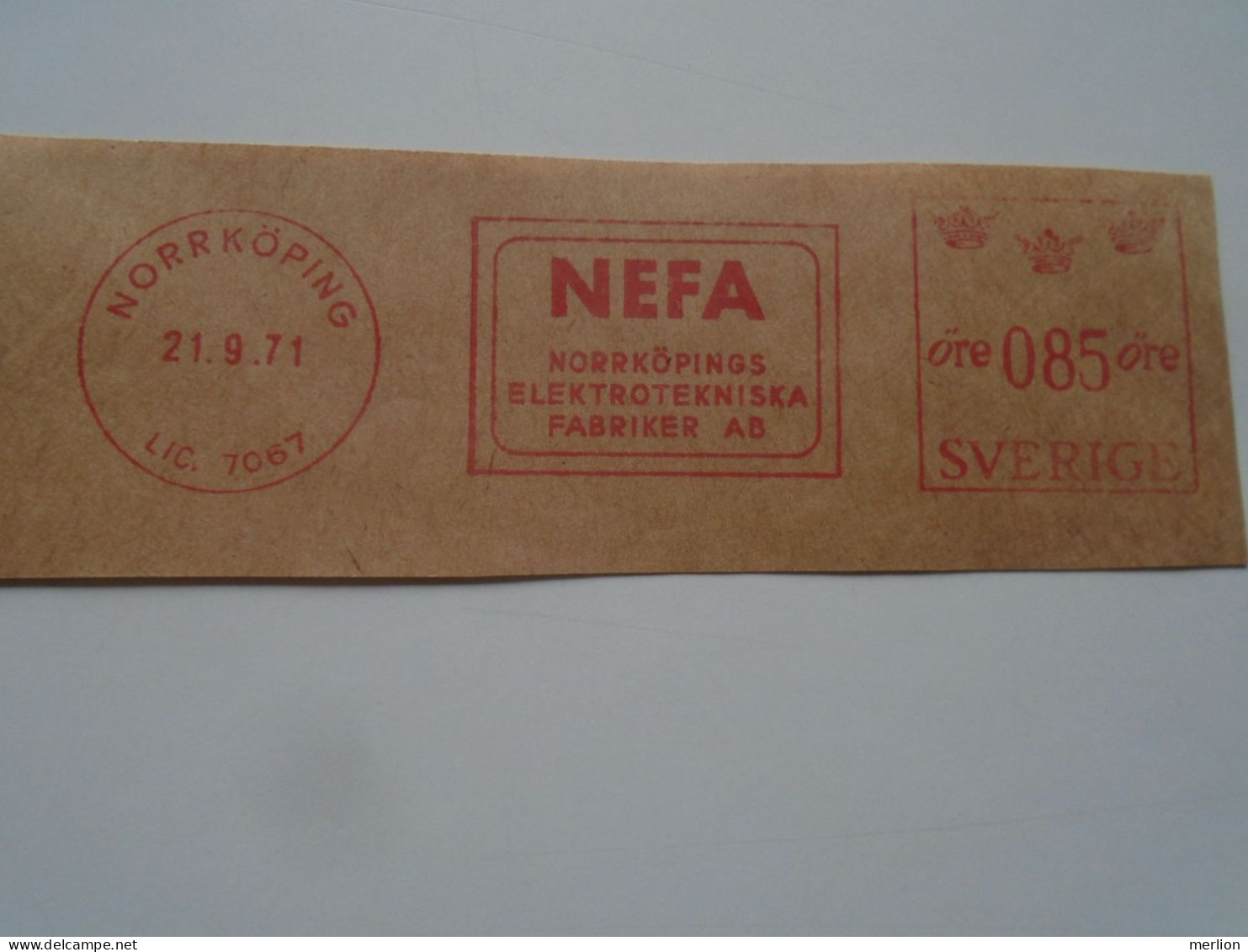 D200356 Red  Meter Stamp Cut- EMA - Freistempel  -1971 NEFA  -Sweden NORRKÖPING -Electro - Automaatzegels [ATM]