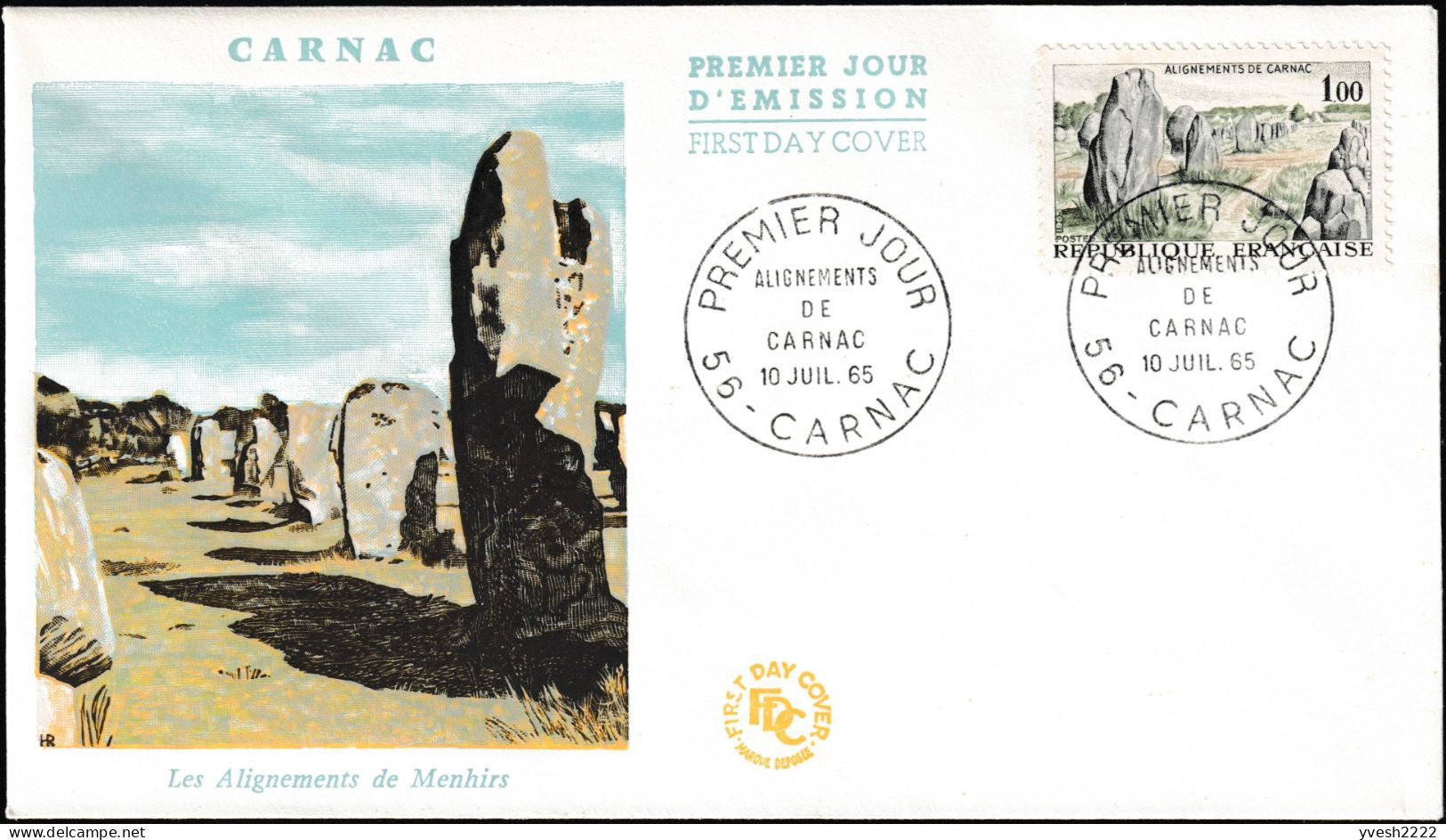 France 1965 Y&T 1440. FDC. Alignements De Carnac, Mégalithes, Dolmens Et Menhirs - Prehistory