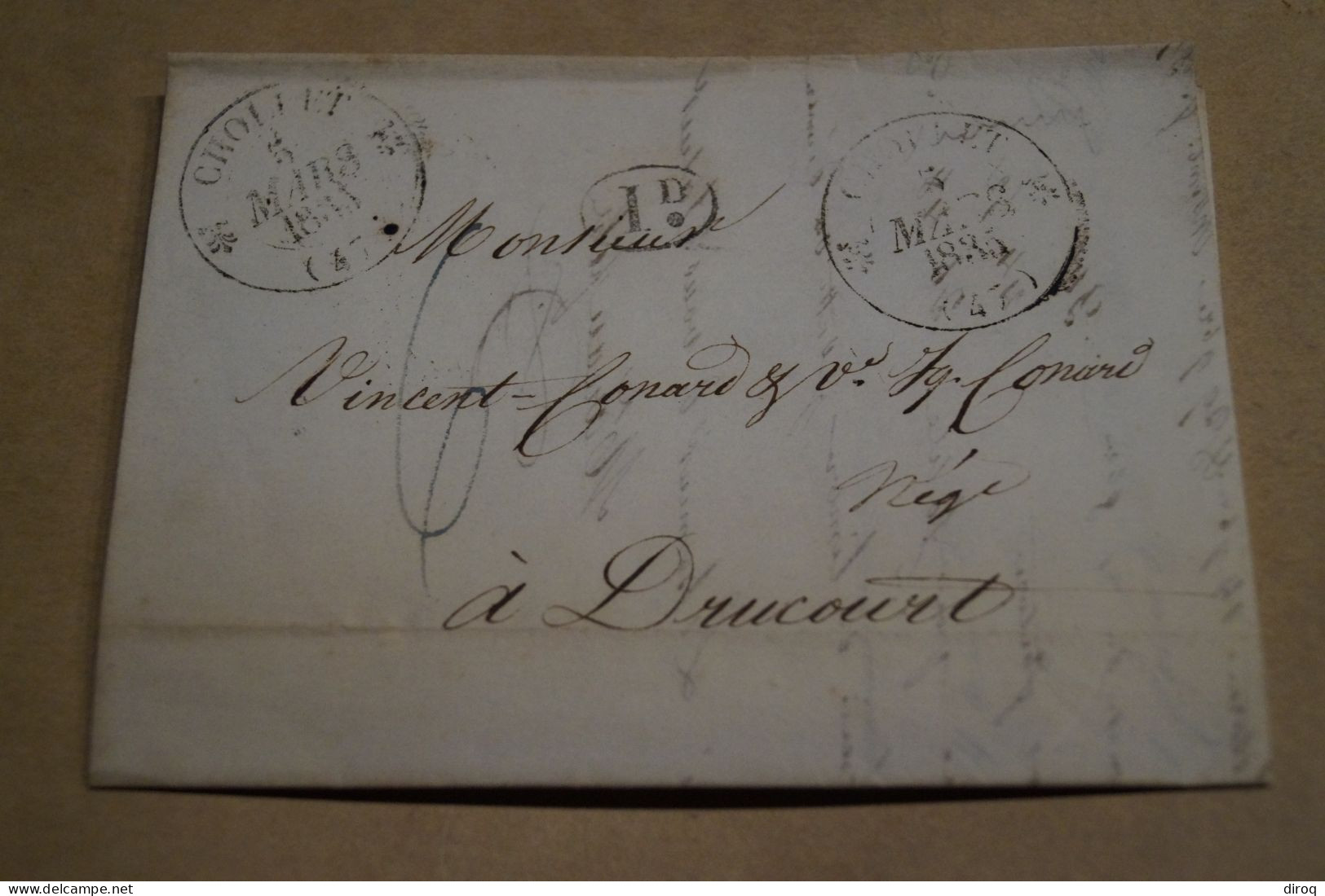 Envoi De Chollet ( 47 ),1835 à Drucourt,belle Oblitération De Thiberville,griffé,bel état De Collection - 1801-1848: Precursors XIX