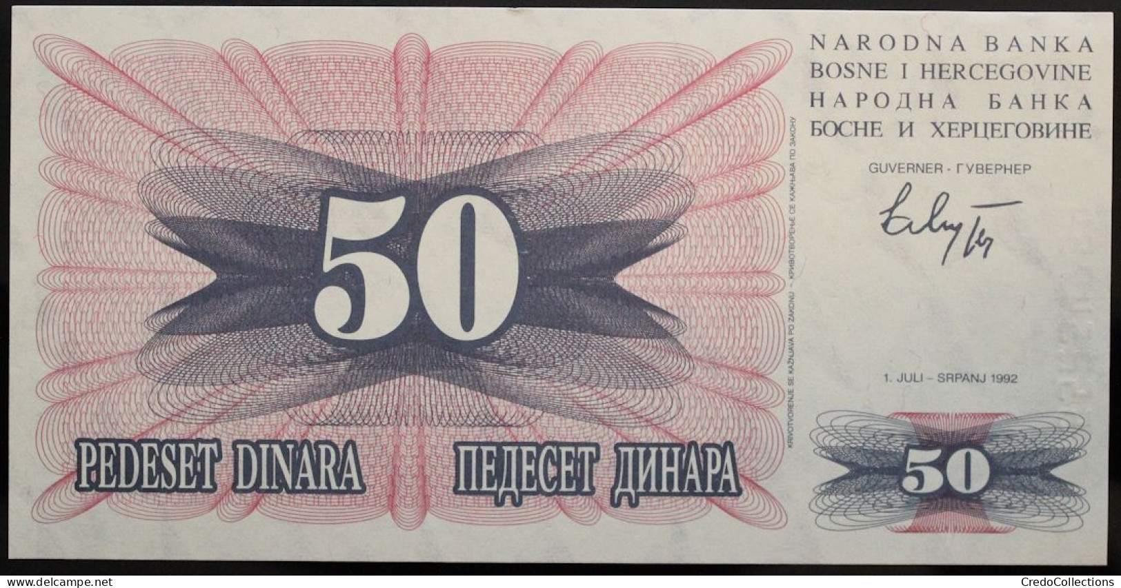 Bosnie-Herzégovine - 50 Dinara - 1992 - PICK 12a - NEUF - Bosnie-Herzegovine
