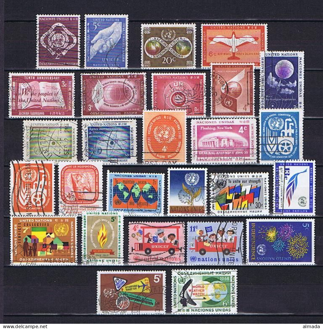 UN NY 1951-1968: 27 Diff. Postally Used - Collections, Lots & Series