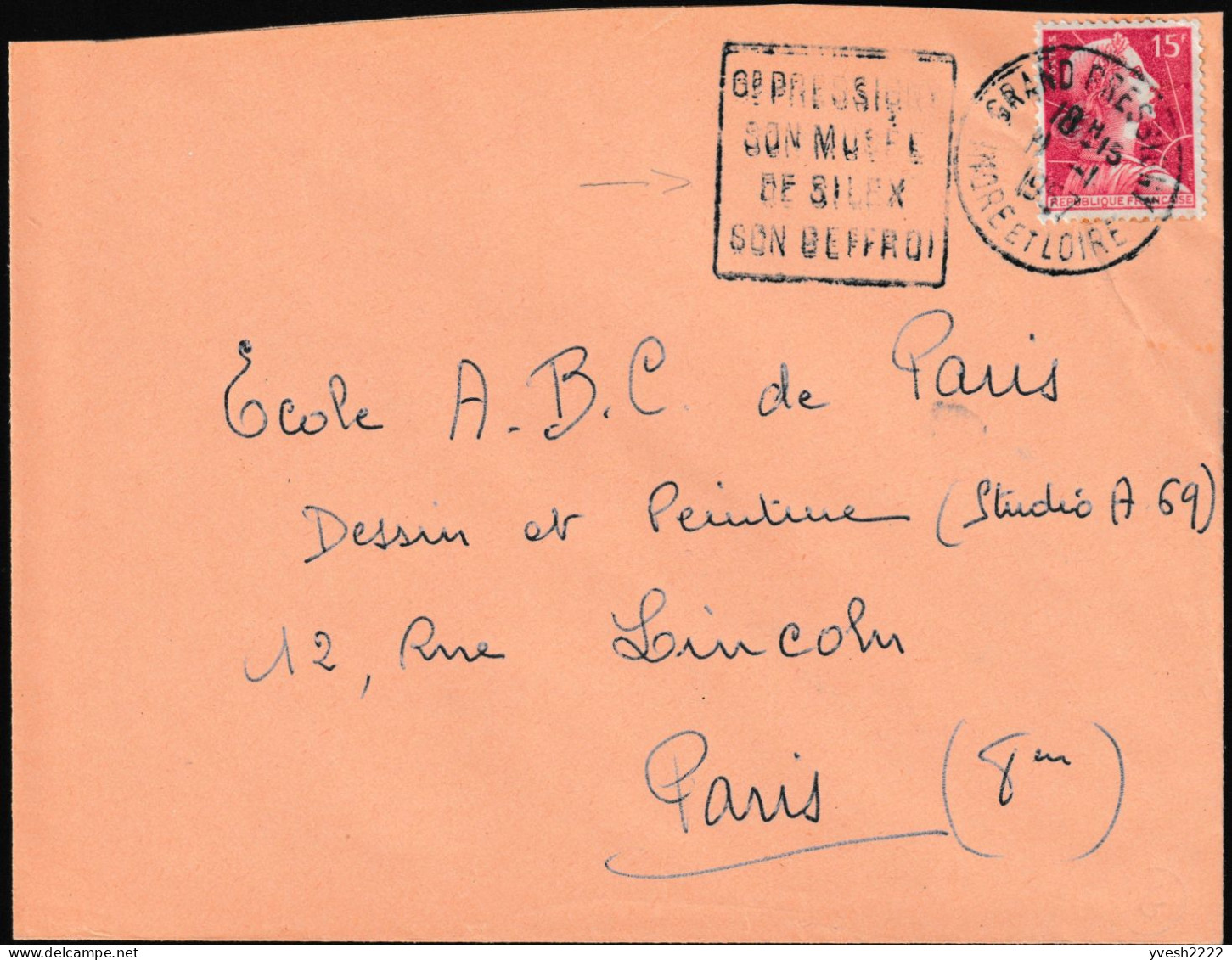 France 1957. Oblitération Daguin. Grand Pressigny, Son Musée De Silex, Son Beffroi - Préhistoire