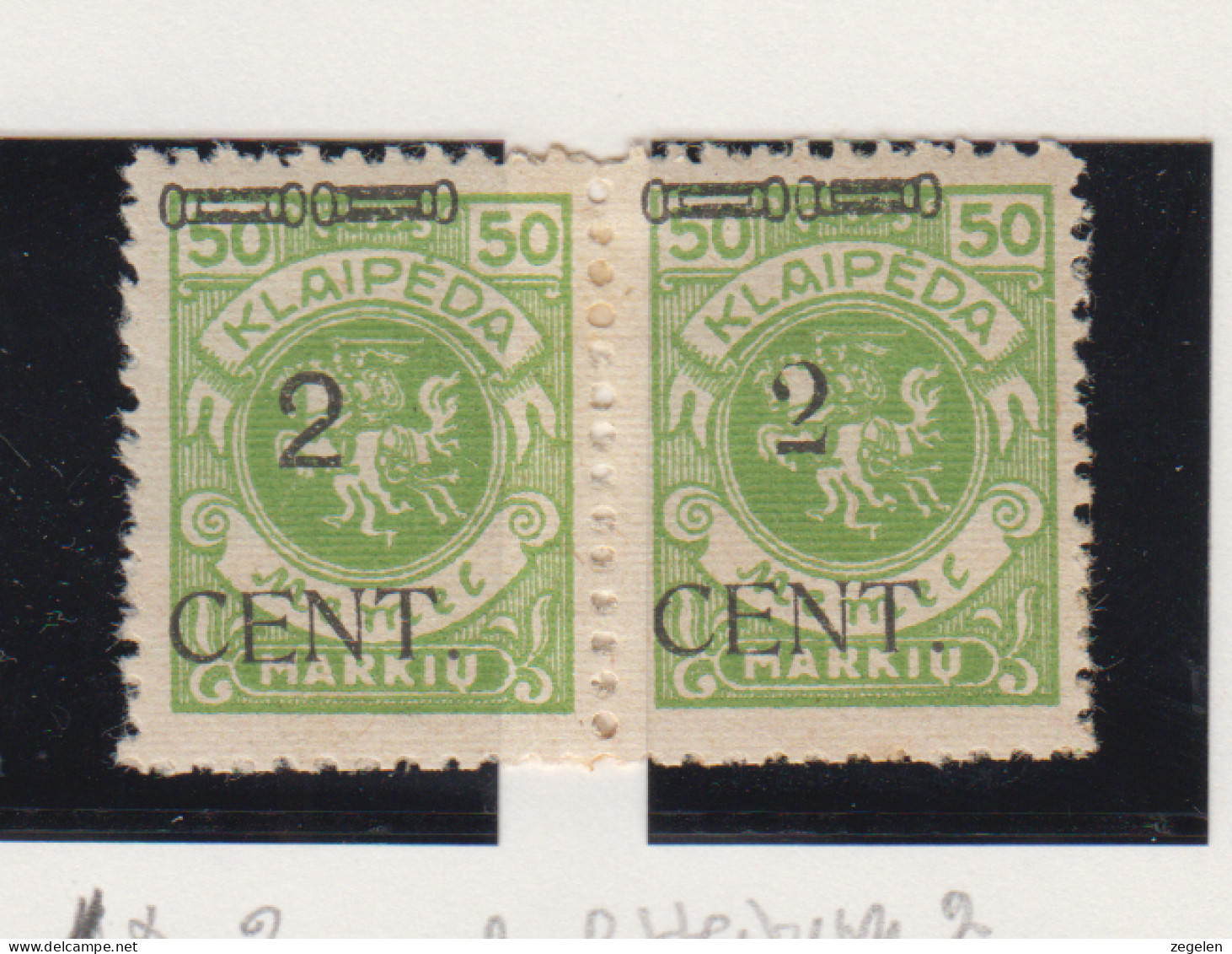 Memel Michel-nr. 177 * Paar Met 2 Verschillende Lettertypes Voor Cijfer 2 - Autres & Non Classés