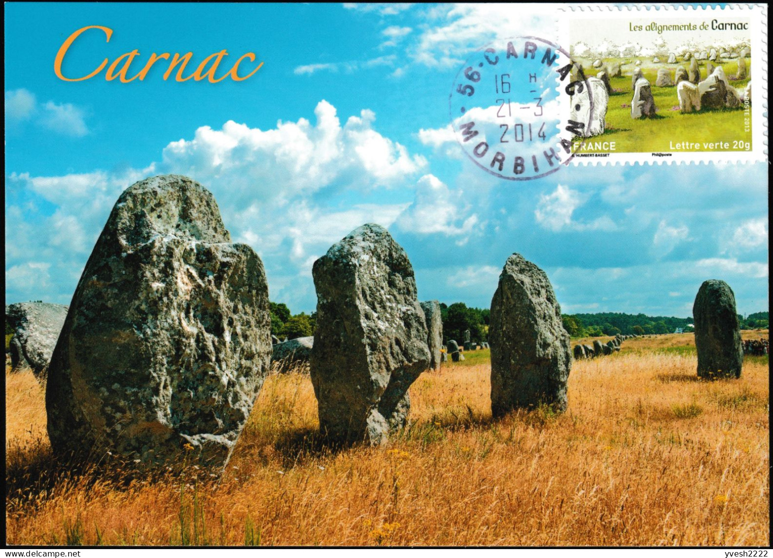 France 2013 Y&T AA 873 Sur Carte Maximum. Les Alignements De Carnac, Menhirs, Mégalithes - Vor- Und Frühgeschichte