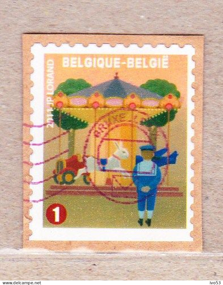 2011 Nr 4123 Gestempeld Op Fragment,zegel Uit Boekje B121.De Foor / La Foire. - Used Stamps