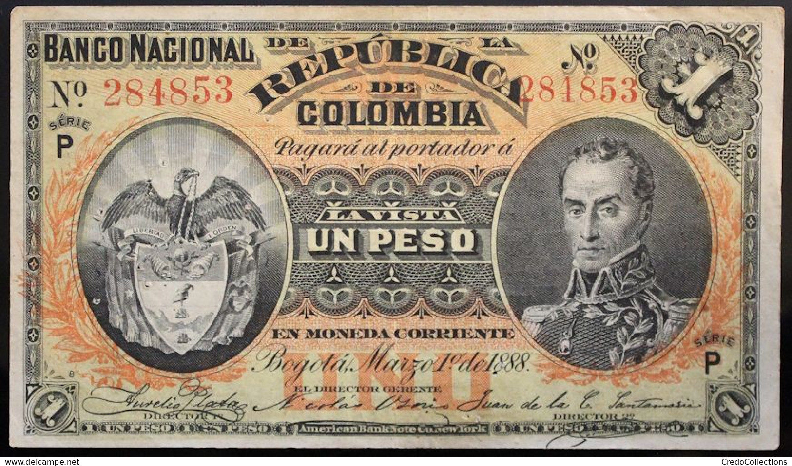 Colombie - 1 Peso - 1888 - PICK 214 - TTB - Colombie