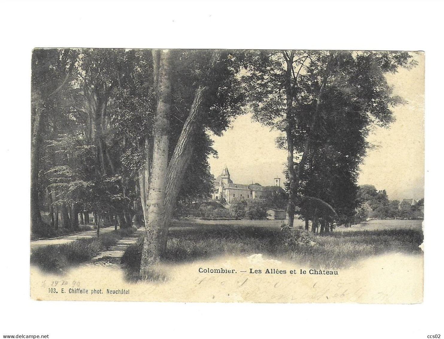 Colombier Les Allées Et Le Château 1899 - Colombier