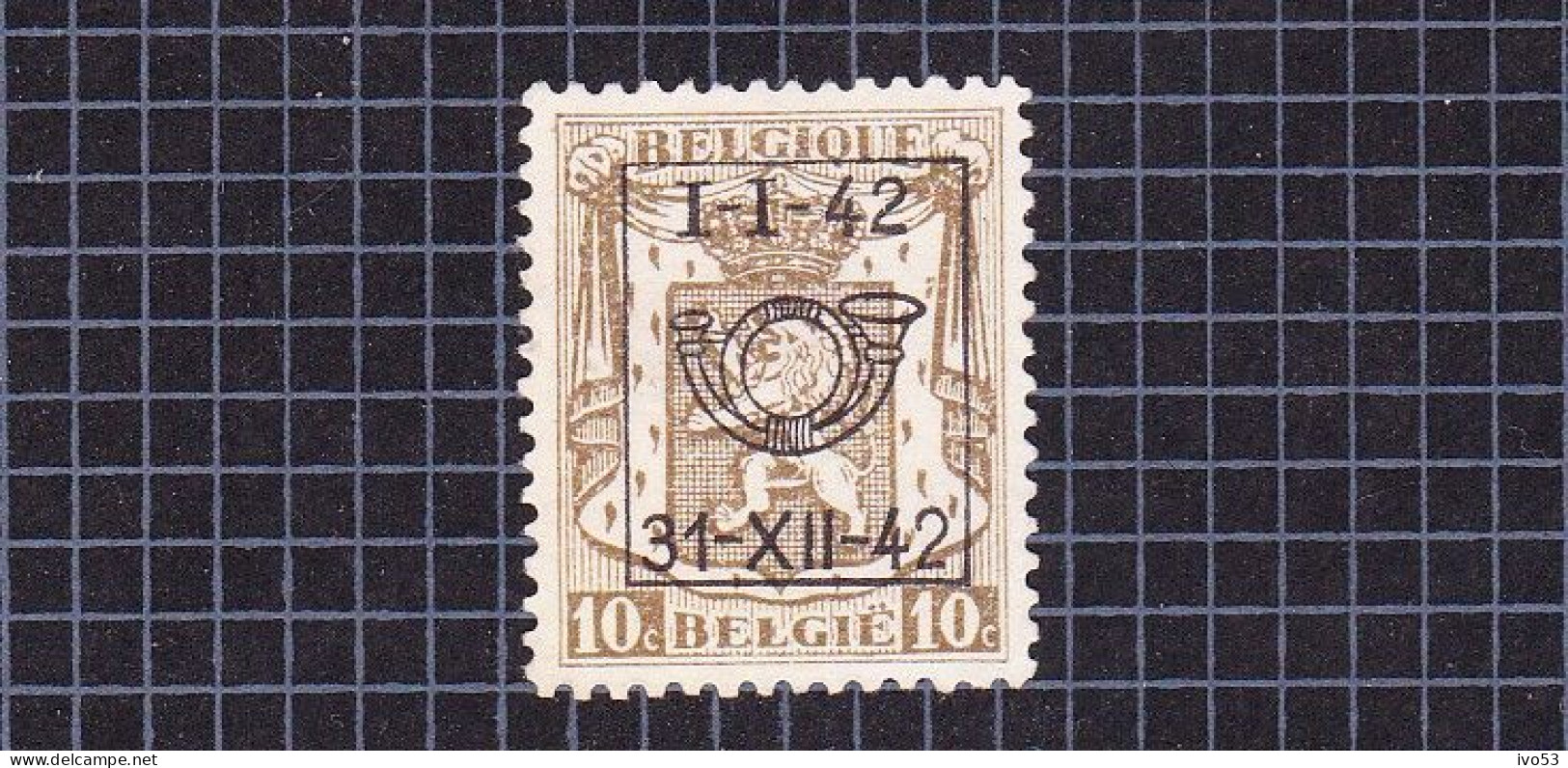 1942 Nr PRE477(*) Zonder Gom.Klein Staatswapen:10c.Opdruk :I-I-42/31-XII-42. - Typos 1936-51 (Petit Sceau)