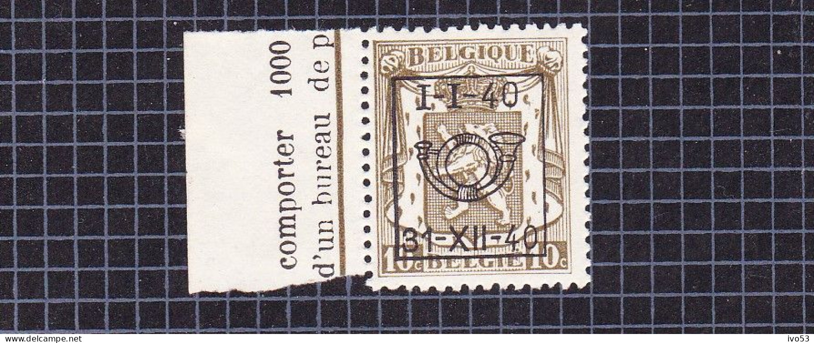 1940 Nr PRE439** Zonder Scharnier.Klein Staatswapen:10c.Opdruk :I-I-40/31-XII-40.OBP:7,5 Euro. - Typo Precancels 1936-51 (Small Seal Of The State)