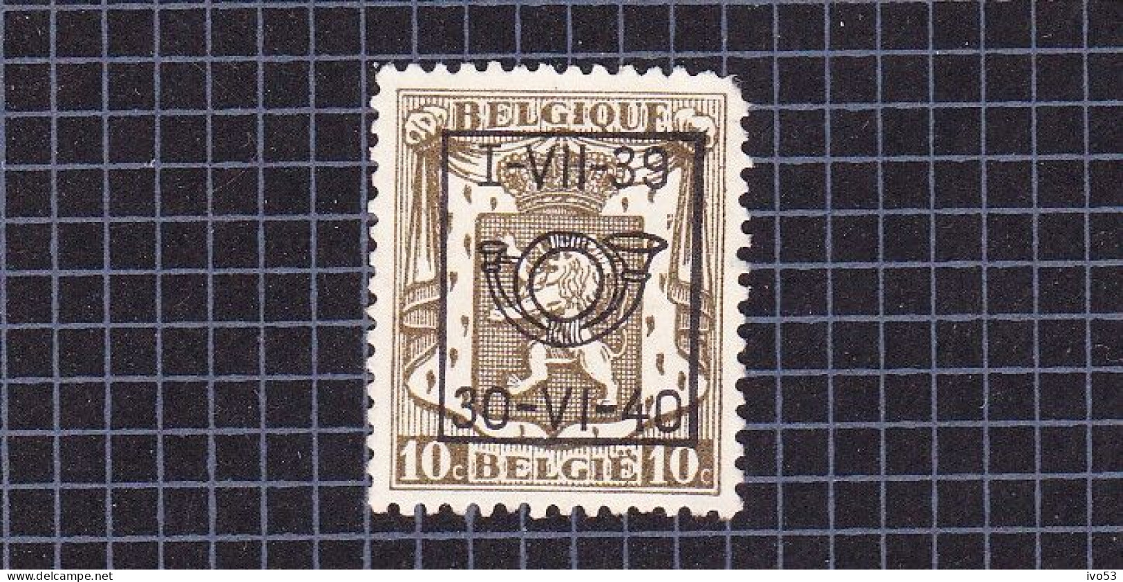 1939 Nr PRE430(*) Zonder Gom:hoektand Ontbreekt.Klein Staatswapen:10c.Opdruk I-VII-39 / 30-VI-40. - Typografisch 1936-51 (Klein Staatswapen)