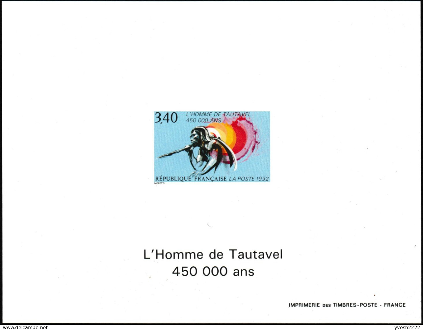 France 1992 Y&T 2759, Feuillet De Luxe Gommé. L'homme De Tautavel, 450 000 Ans - Vor- Und Frühgeschichte