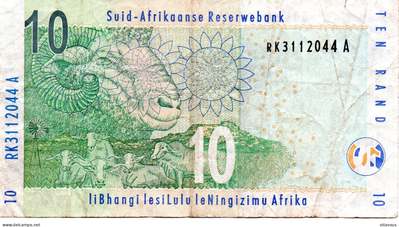 AFRIQUE DU SUD Billet Banque 10 Rand Bank-note Banknote Rhinocéros Animal - Sudafrica