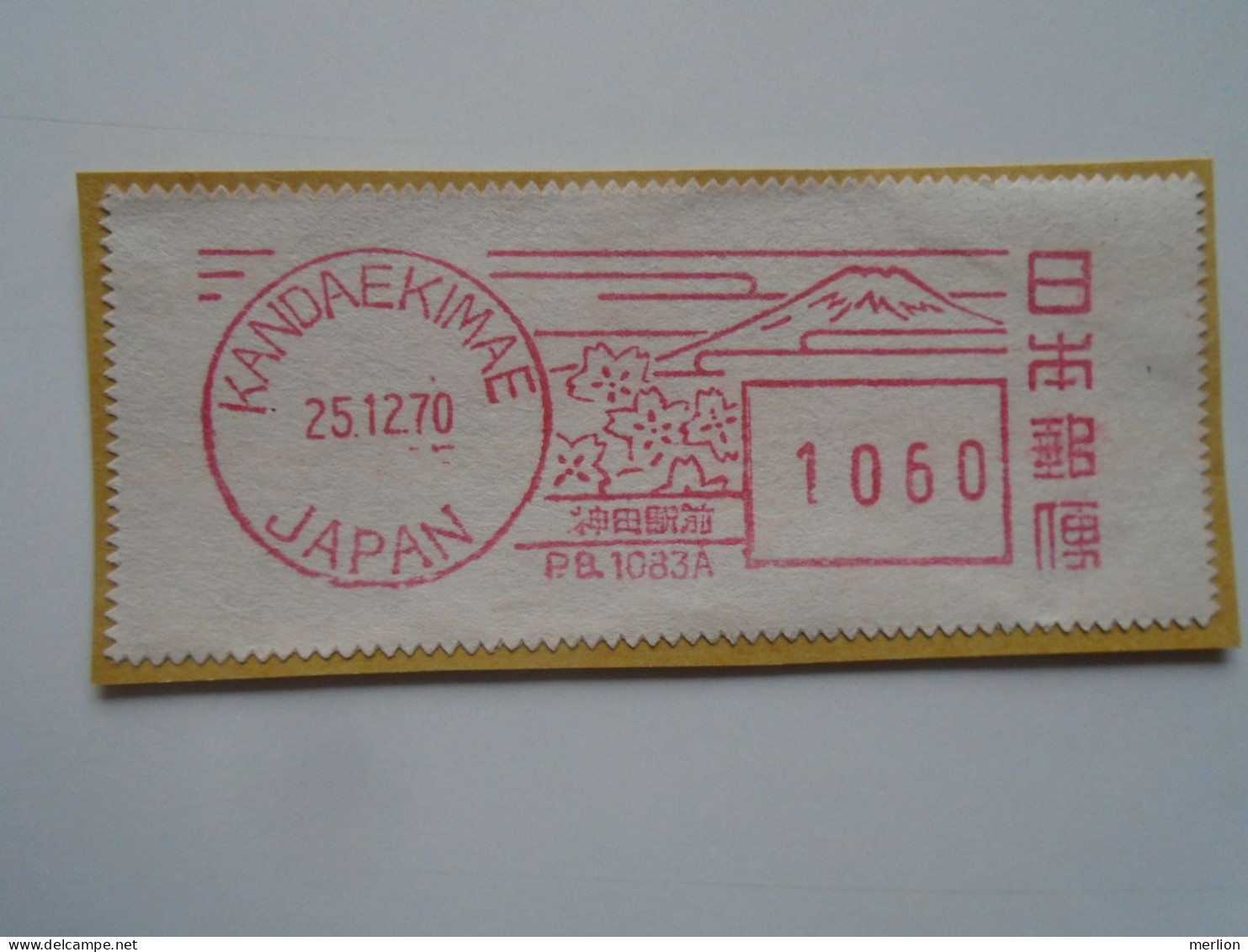 D200371 Red  Meter Stamp Cut- EMA - Freistempel  -1970 Japan   Nippon  - KANDAEKIMAE  - Fuji - Autres & Non Classés