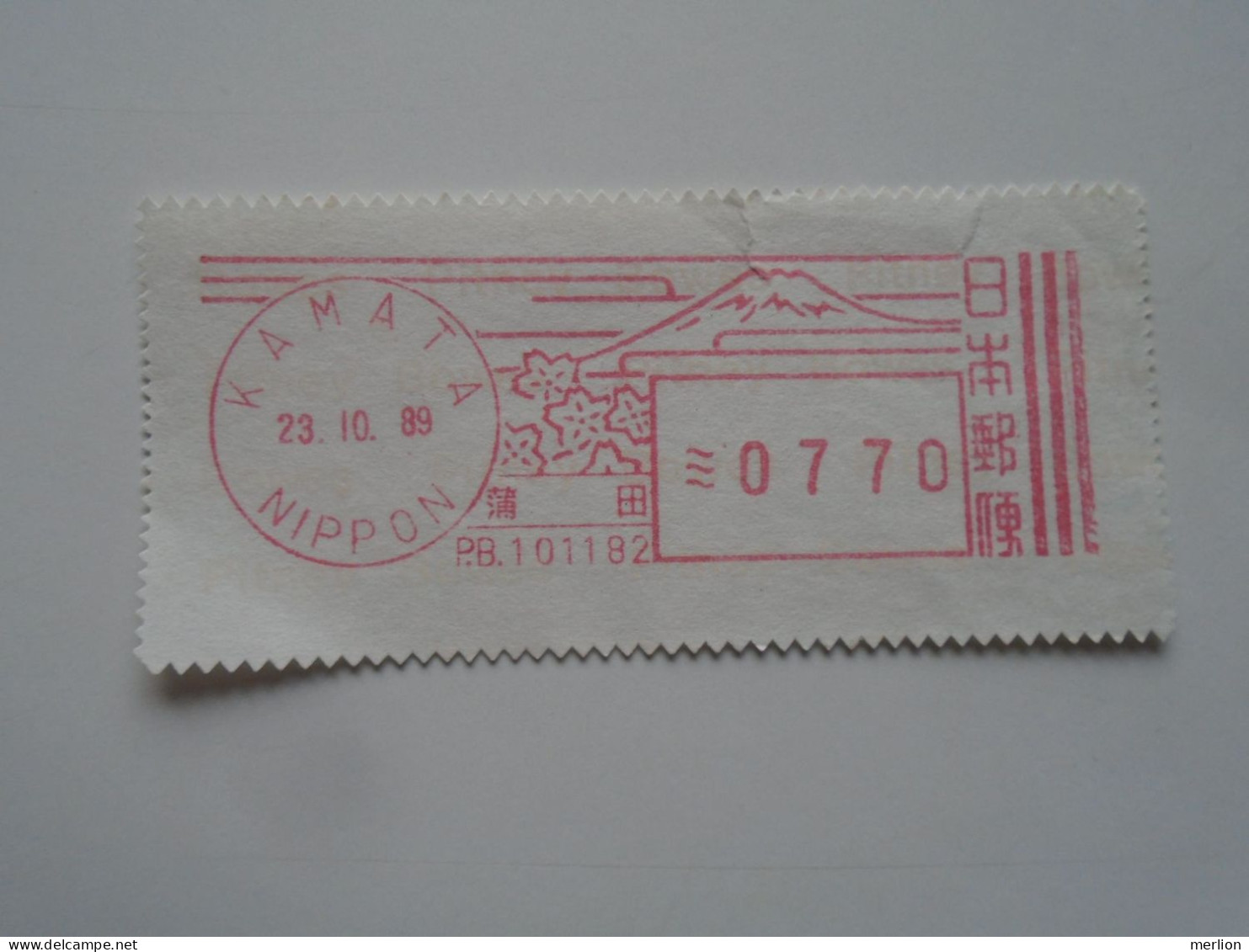 D200372 Red  Meter Stamp Cut- EMA - Freistempel  -1989  Japan   Nippon  - KAMATA   - Fuji - Altri & Non Classificati