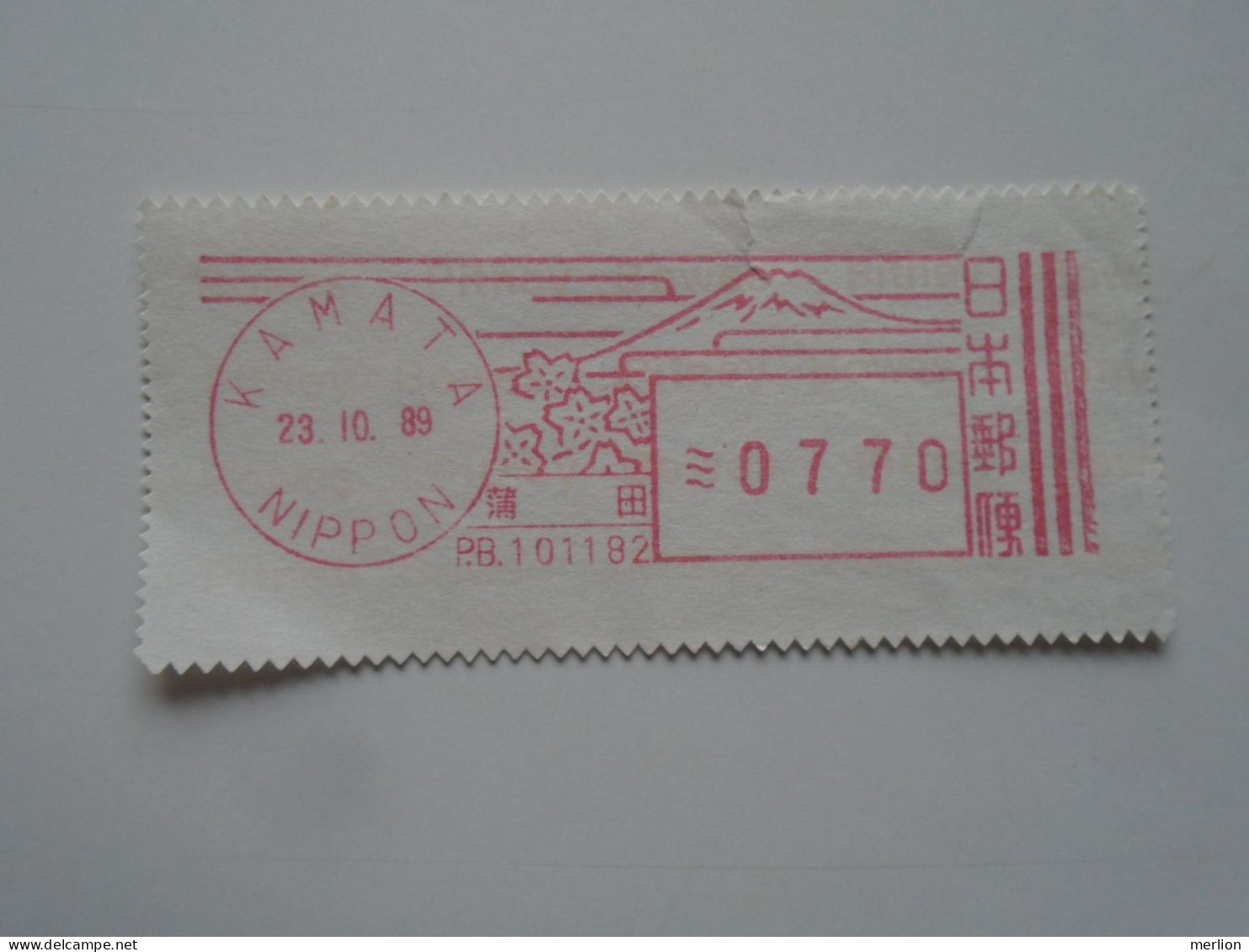 D200372 Red  Meter Stamp Cut- EMA - Freistempel  -1989  Japan   Nippon  - KAMATA   - Fuji - Autres & Non Classés