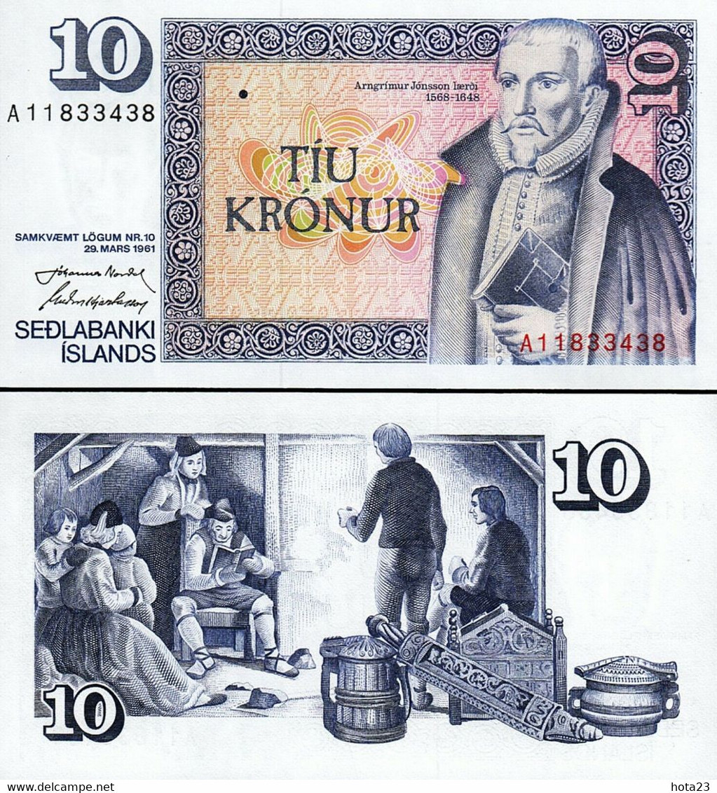 Iceland 10 Kronur 1961 (1981), UNC, P-48, Sign 43 - Iceland