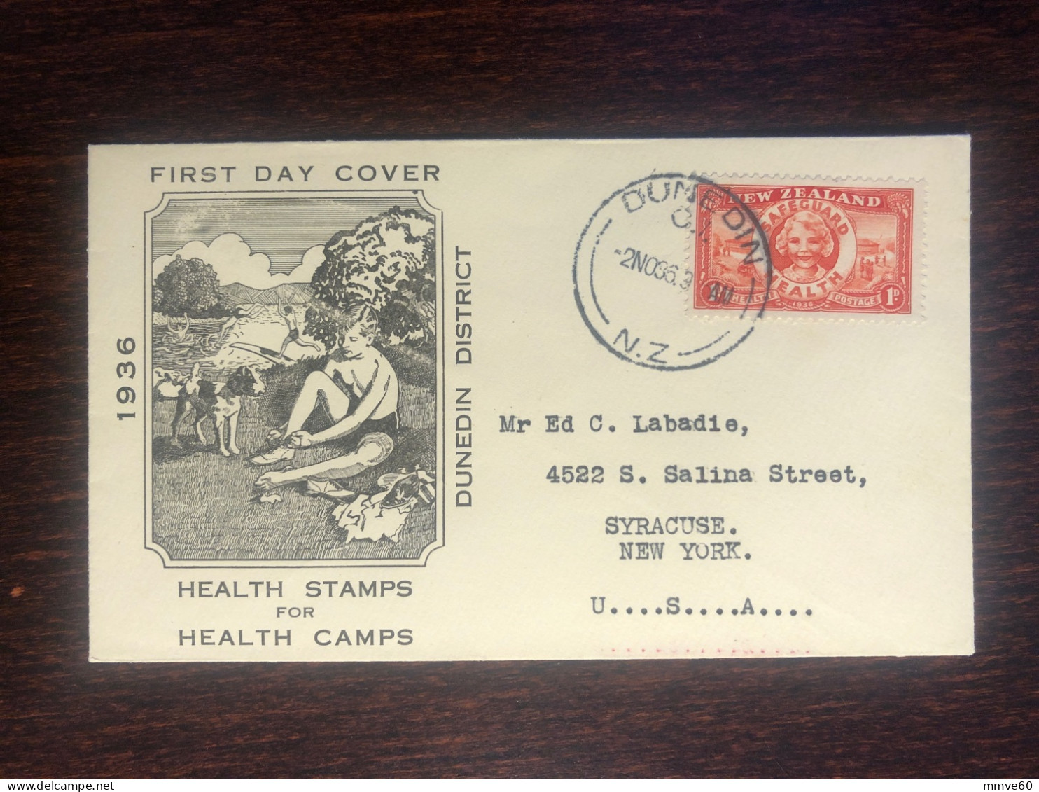 NEW ZEALAND FDC TRAVELLED COVER LETTER TO USA 1936 YEAR HEALTH MEDICINE - Covers & Documents